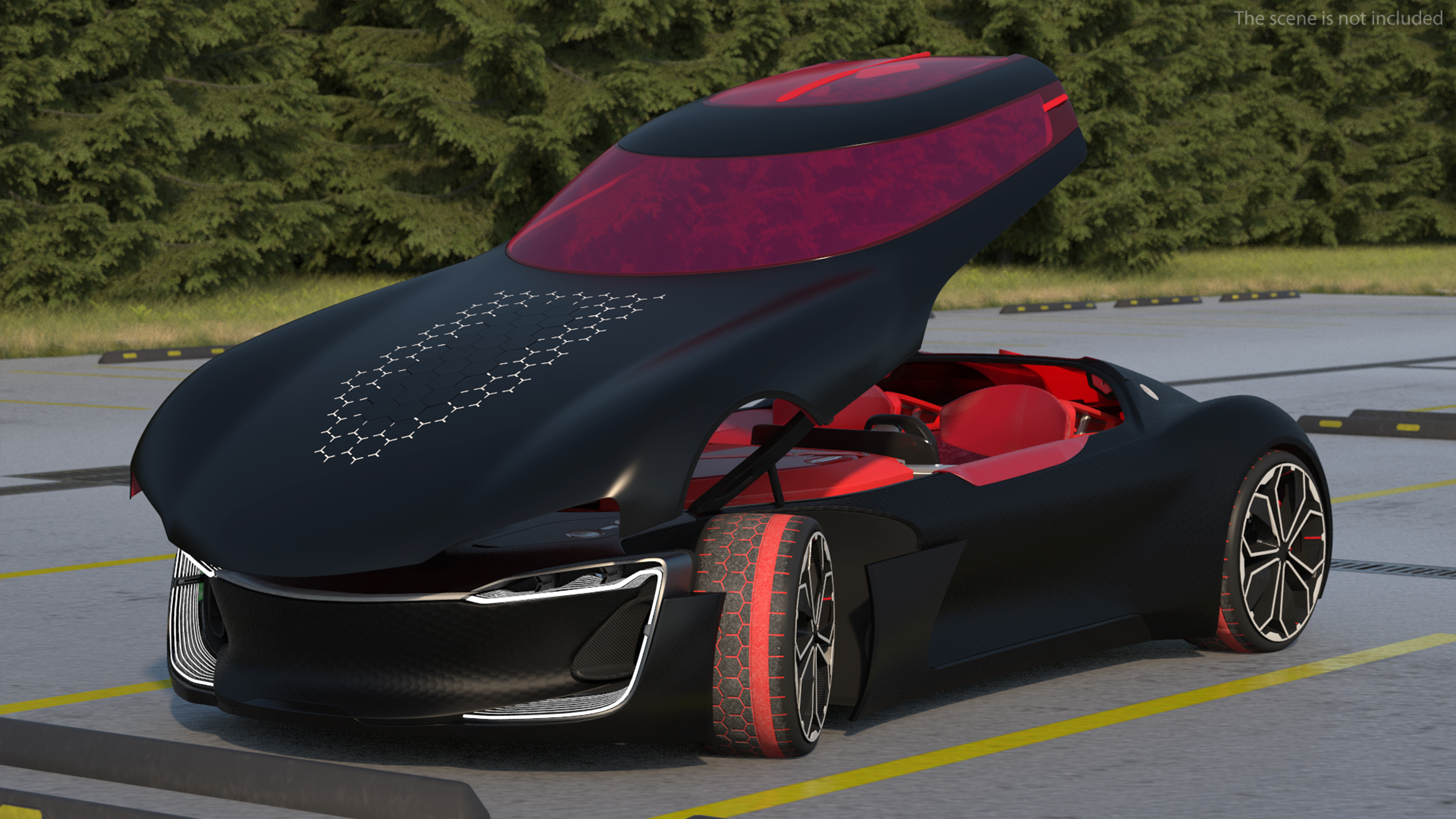 Electric Sports Car Black Rigged 3D