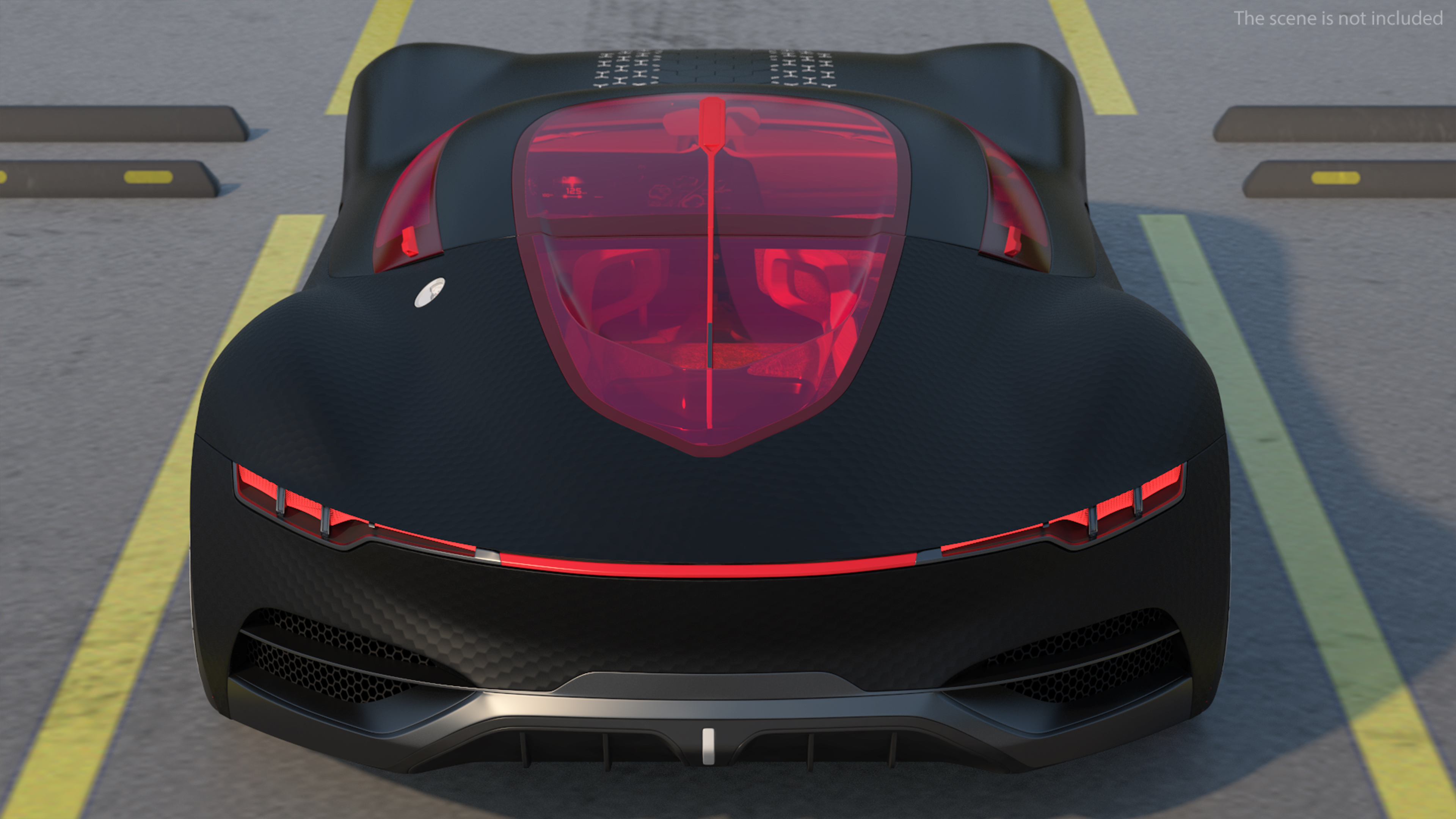 Electric Sports Car Black Rigged 3D