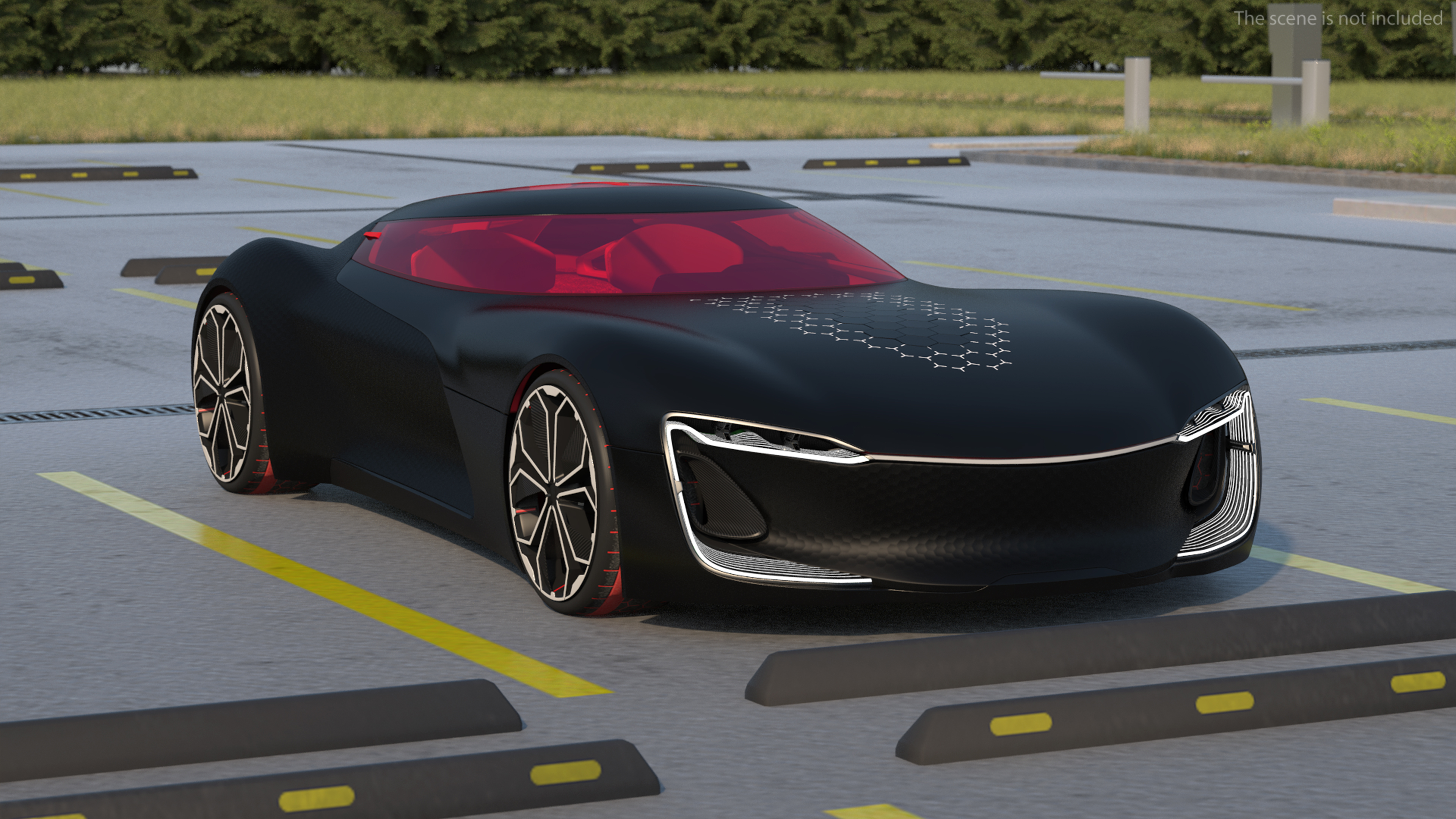 Electric Sports Car Black Rigged 3D