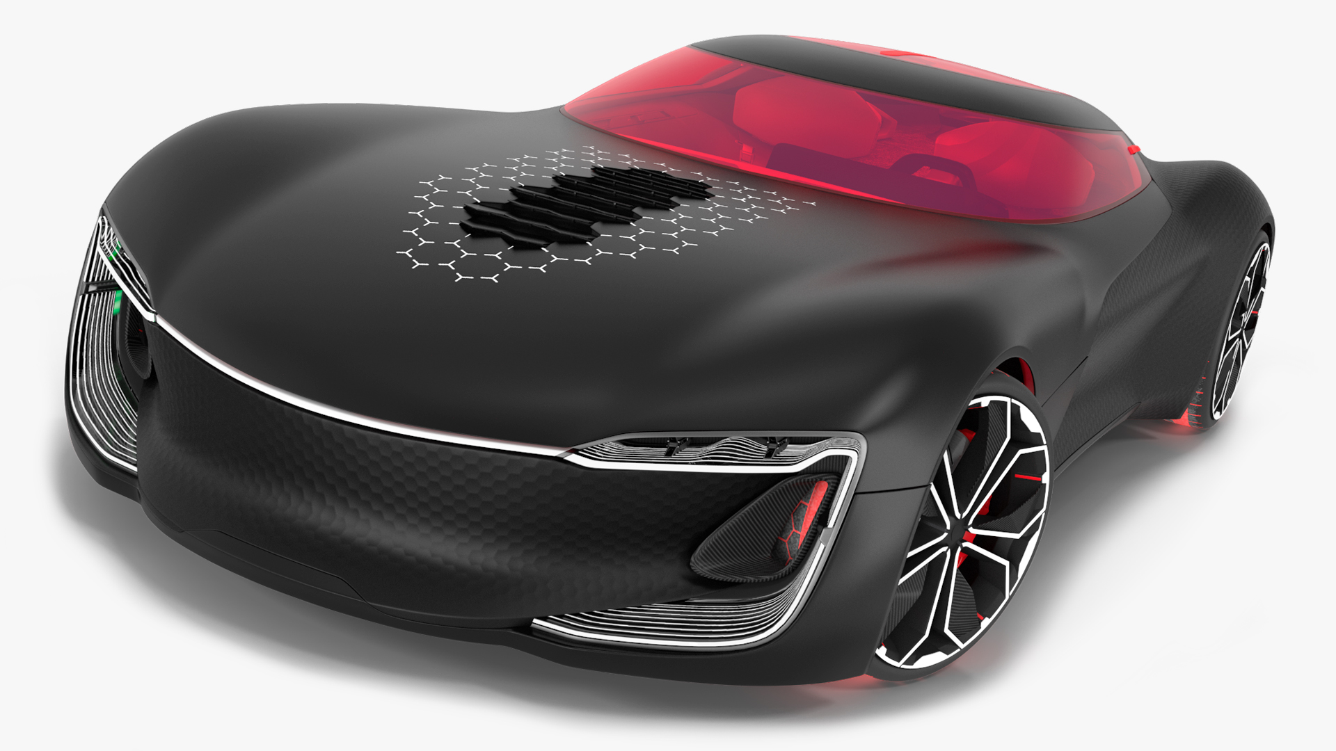 Electric Sports Car Black Rigged 3D