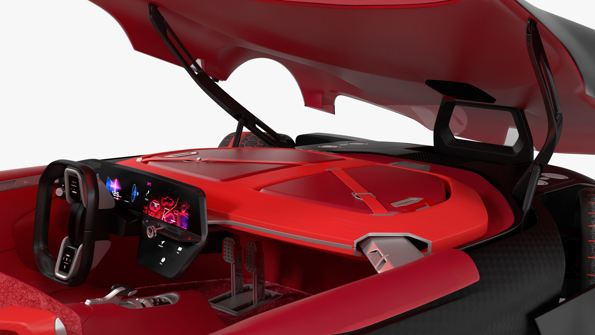 Electric Sports Car Black Rigged 3D