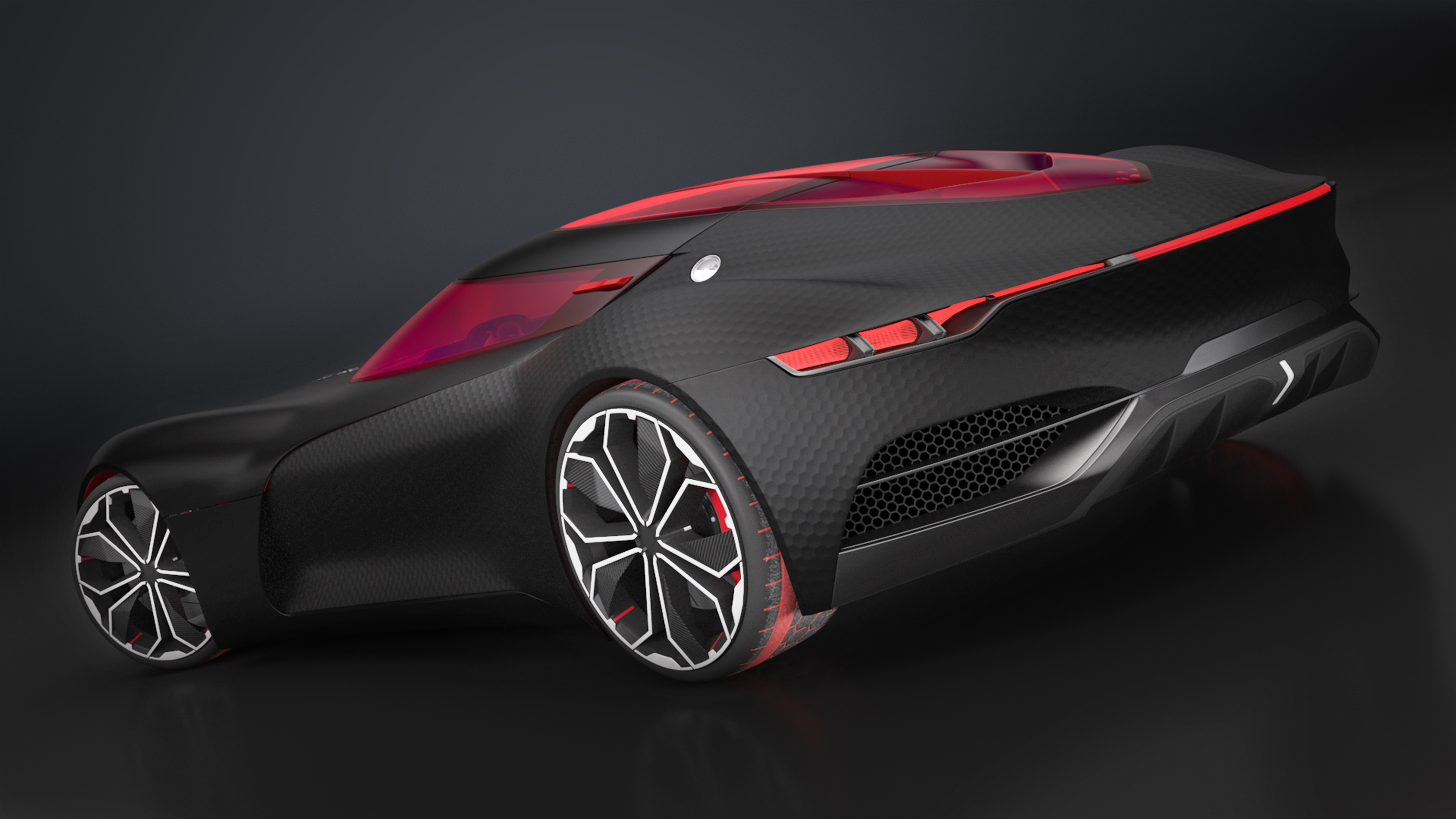 Electric Sports Car Black Rigged 3D