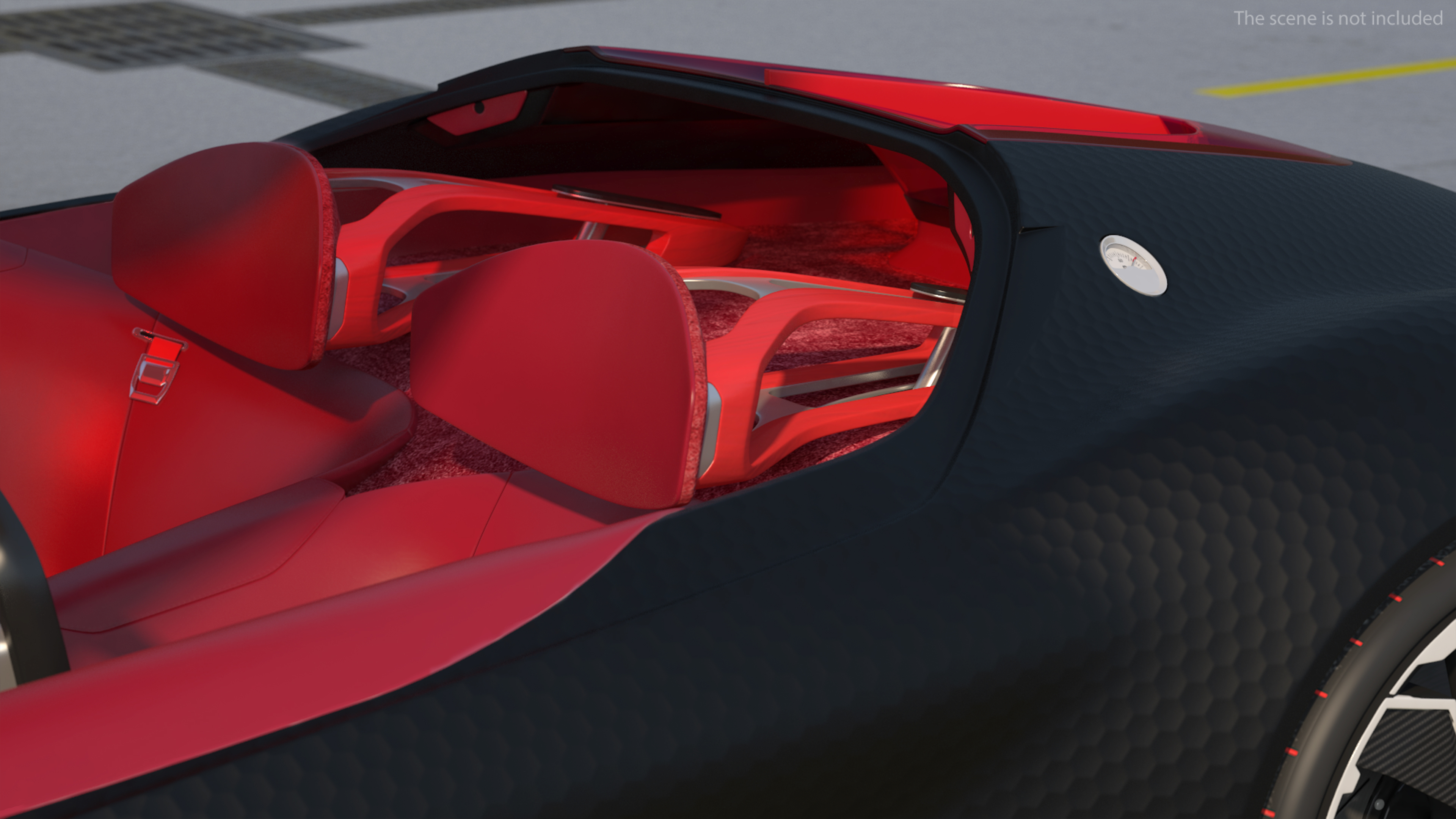Electric Sports Car Black Rigged 3D