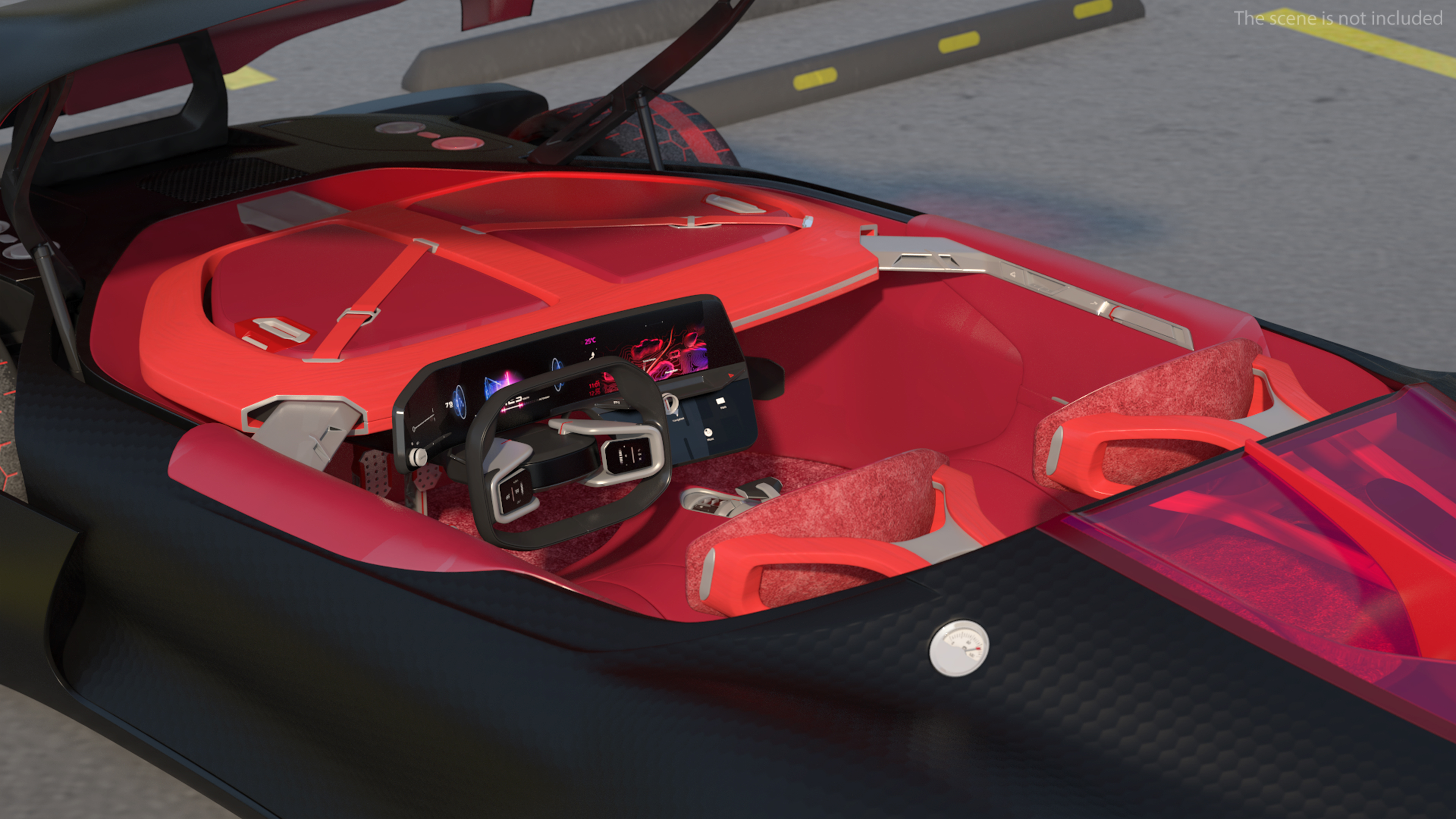 Electric Sports Car Black Rigged 3D