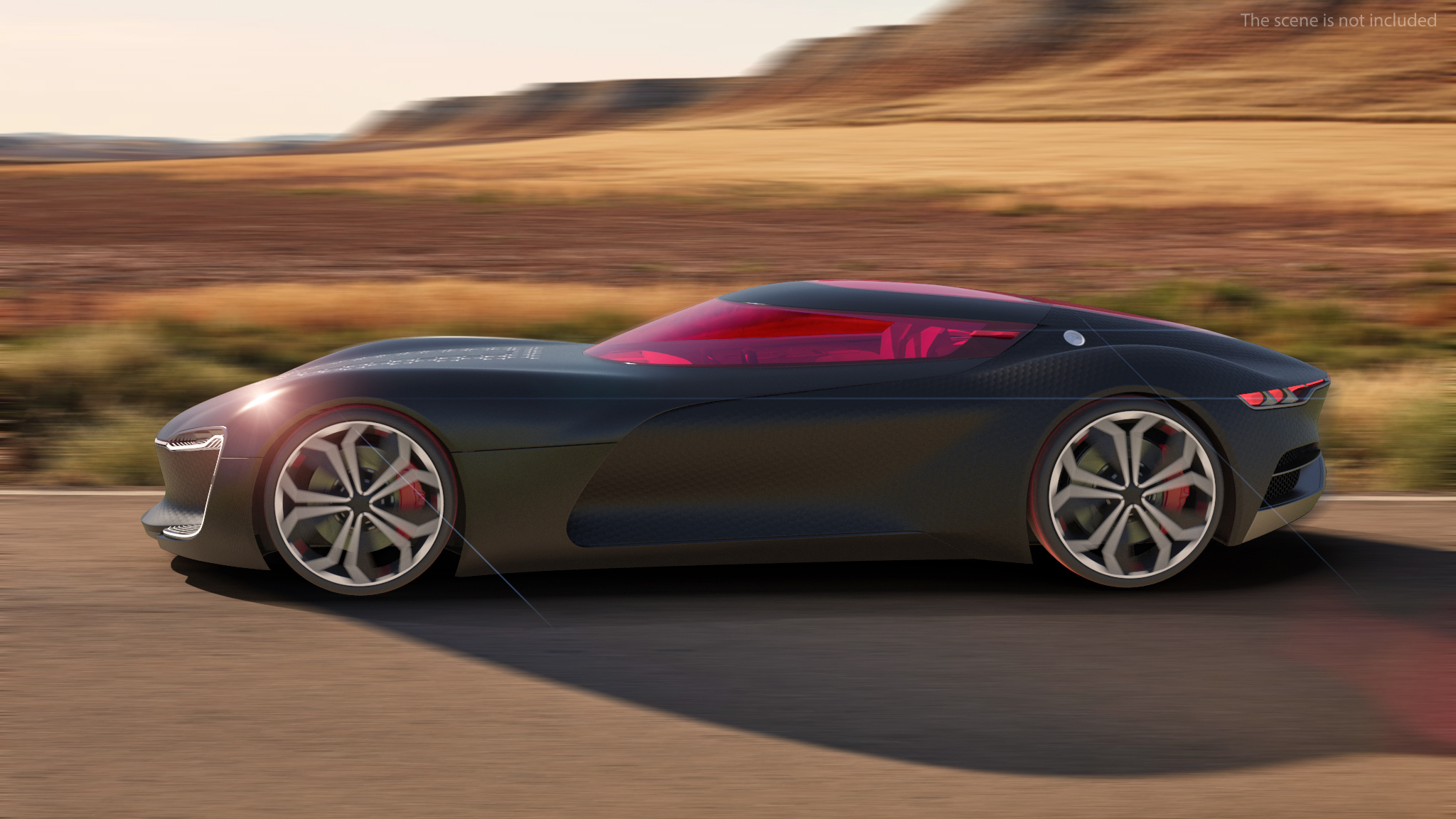 Electric Sports Car Black Rigged 3D