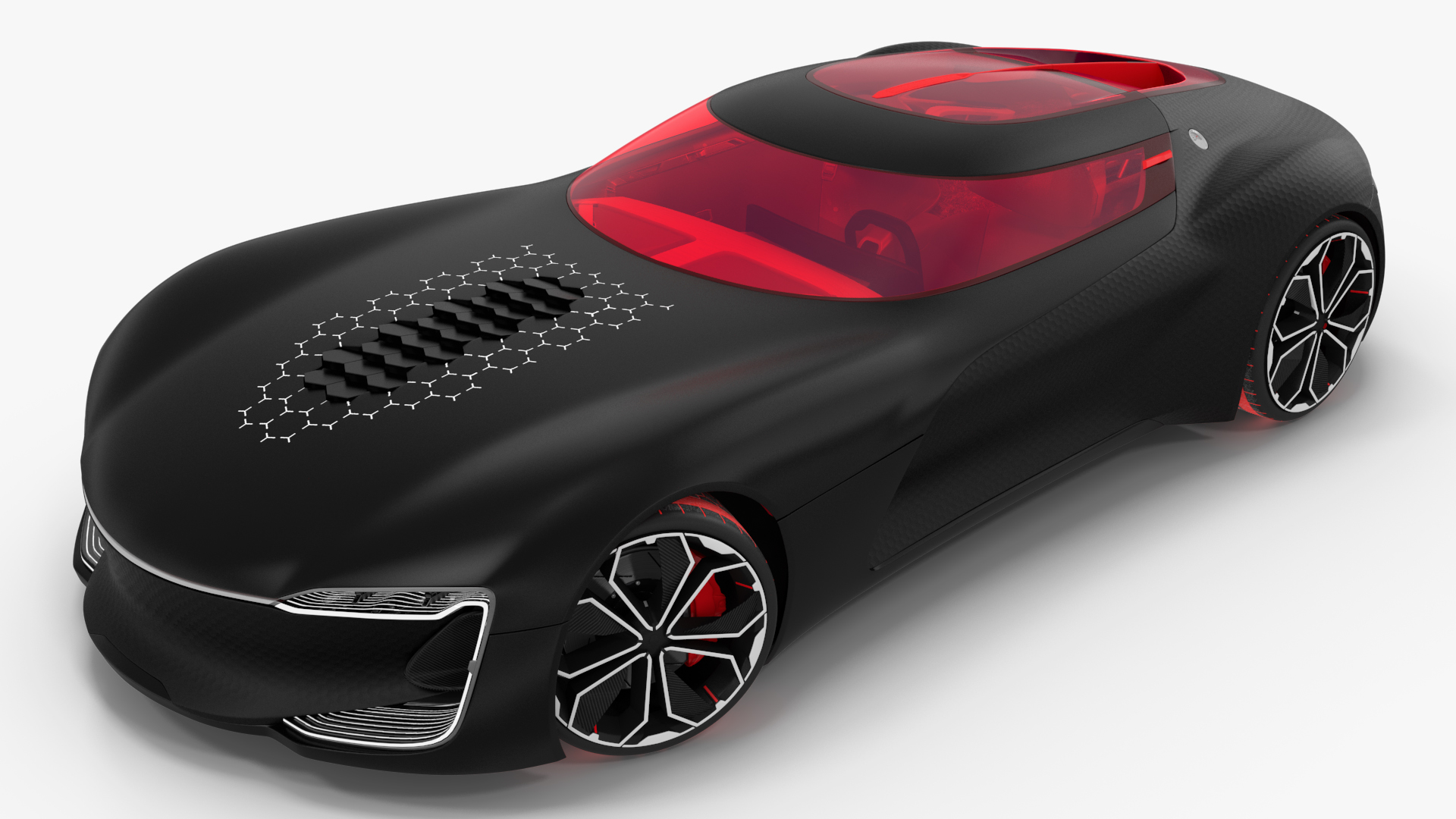 Electric Sports Car Black Rigged 3D