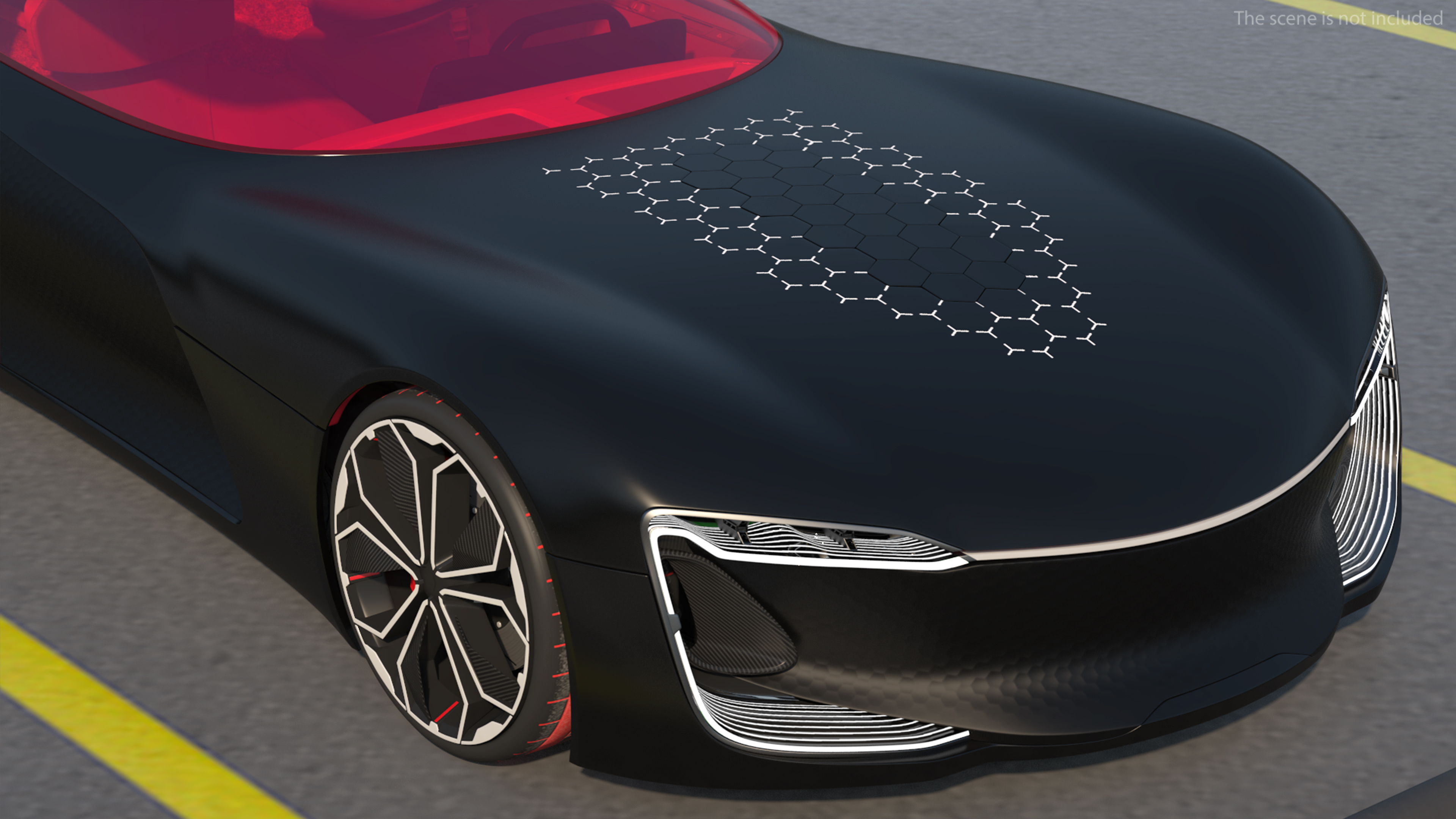 Electric Sports Car Black Rigged 3D