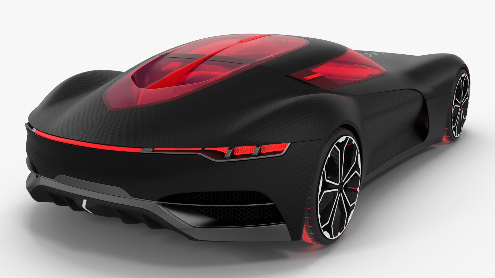 Electric Sports Car Black Rigged 3D