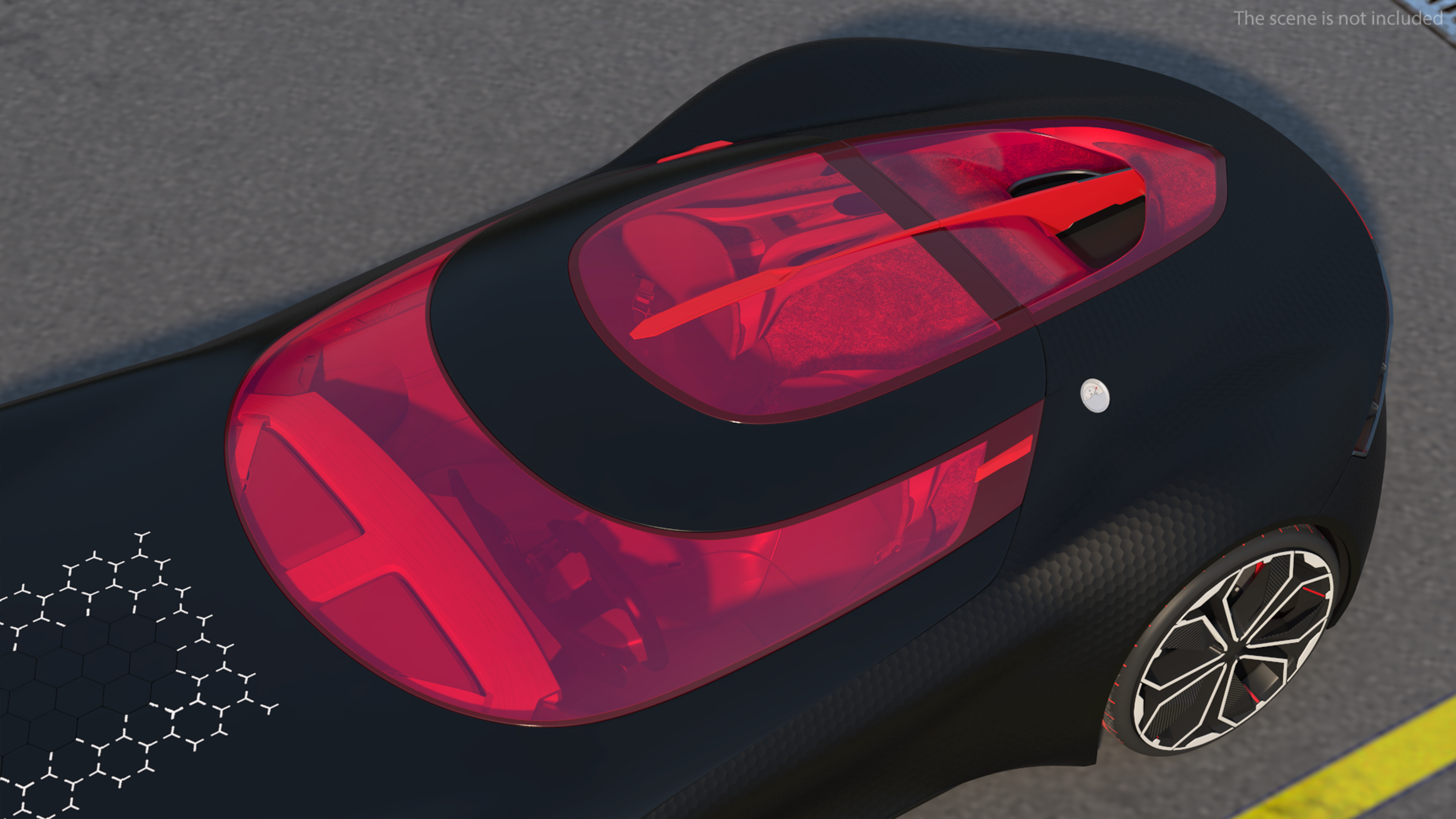 Electric Sports Car Black Rigged 3D