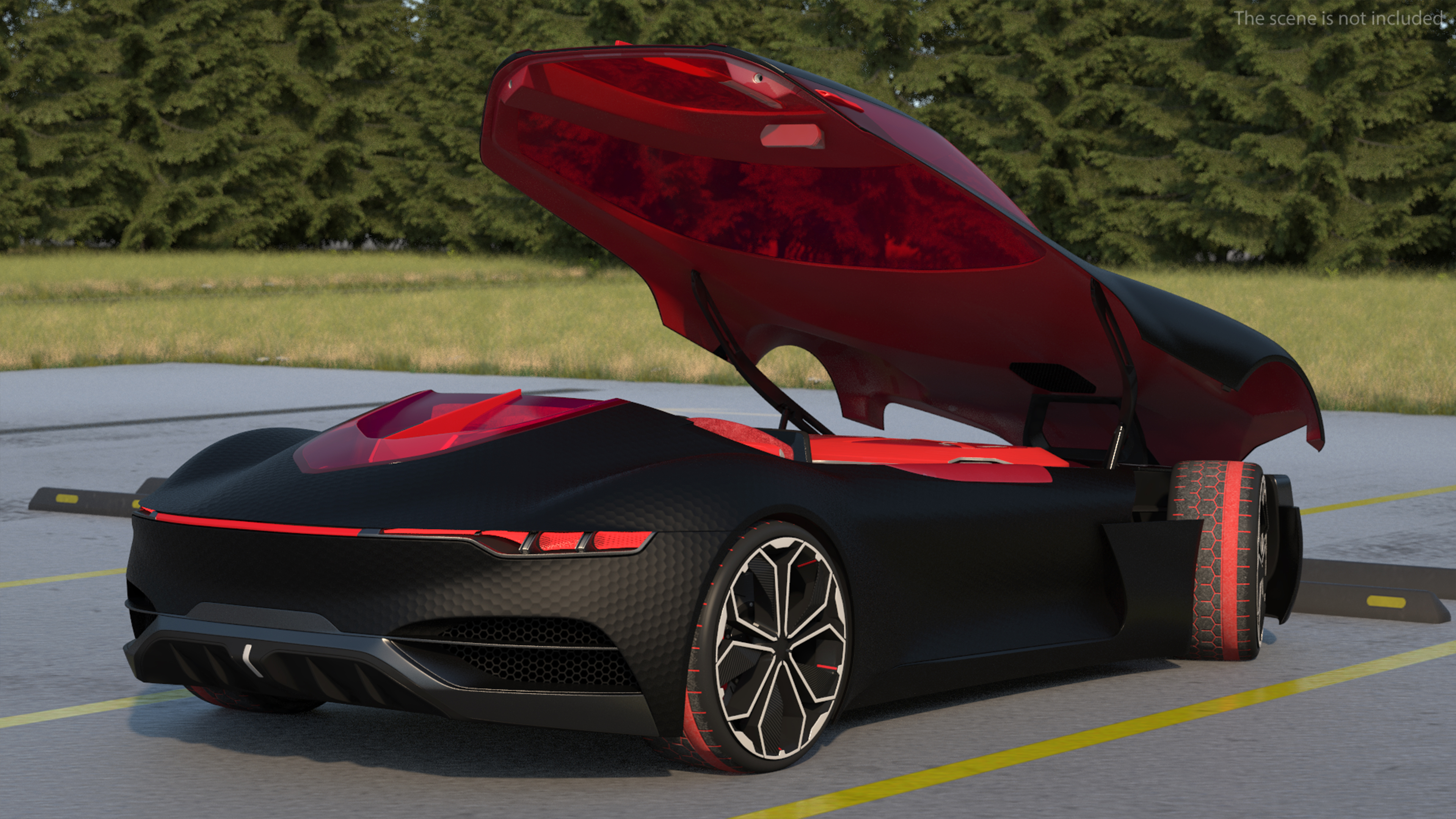 Electric Sports Car Black Rigged 3D