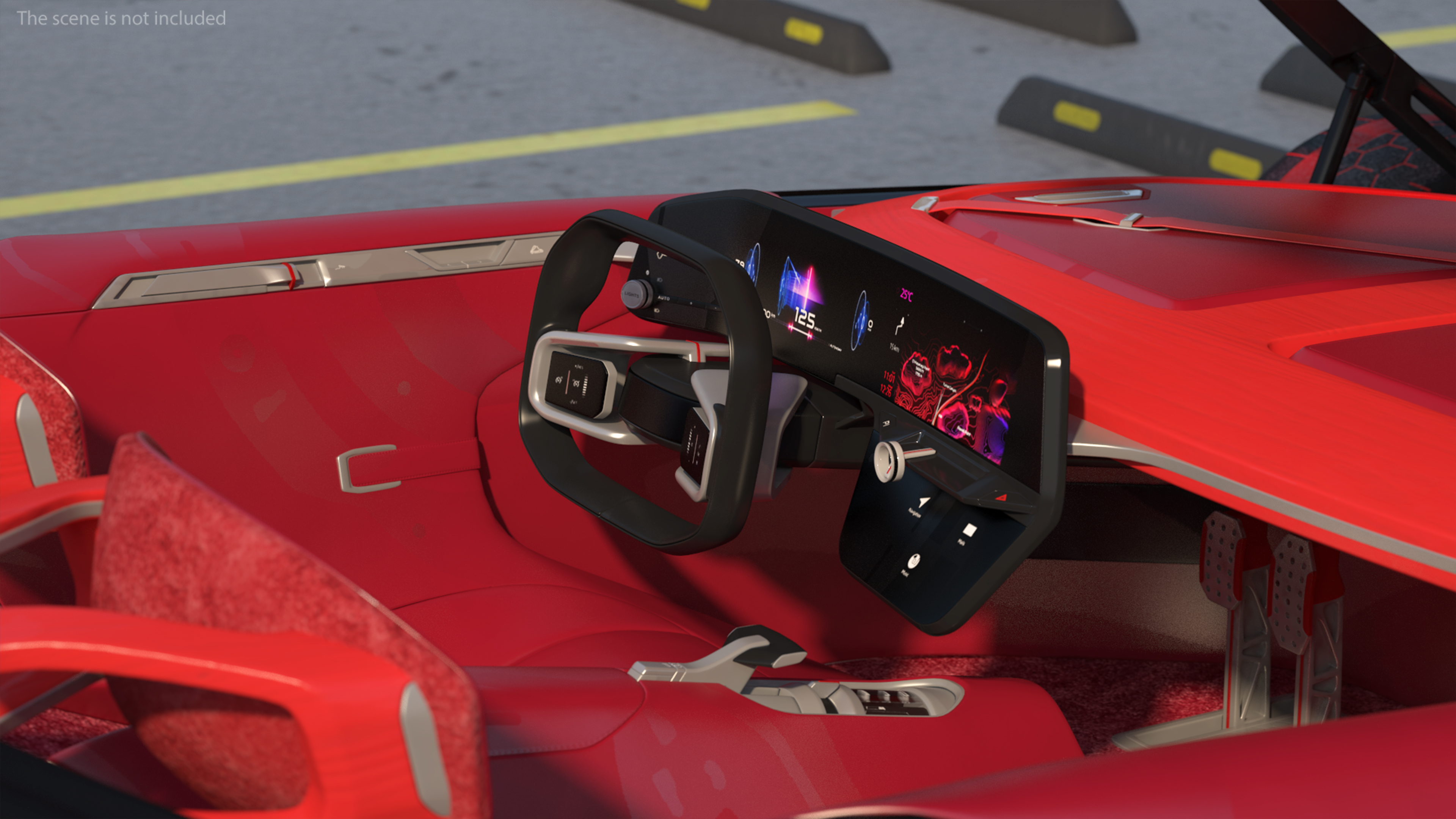 Electric Sports Car Black Rigged 3D