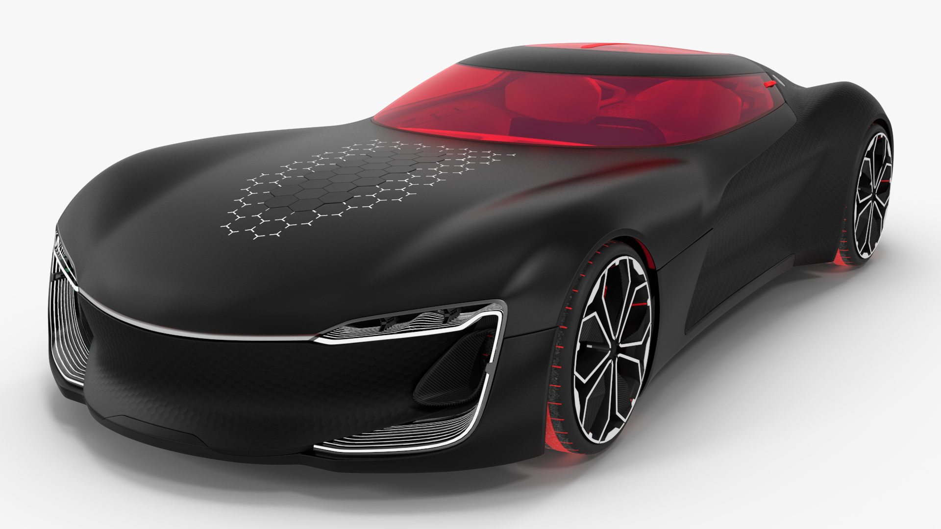 Electric Sports Car Black Rigged 3D