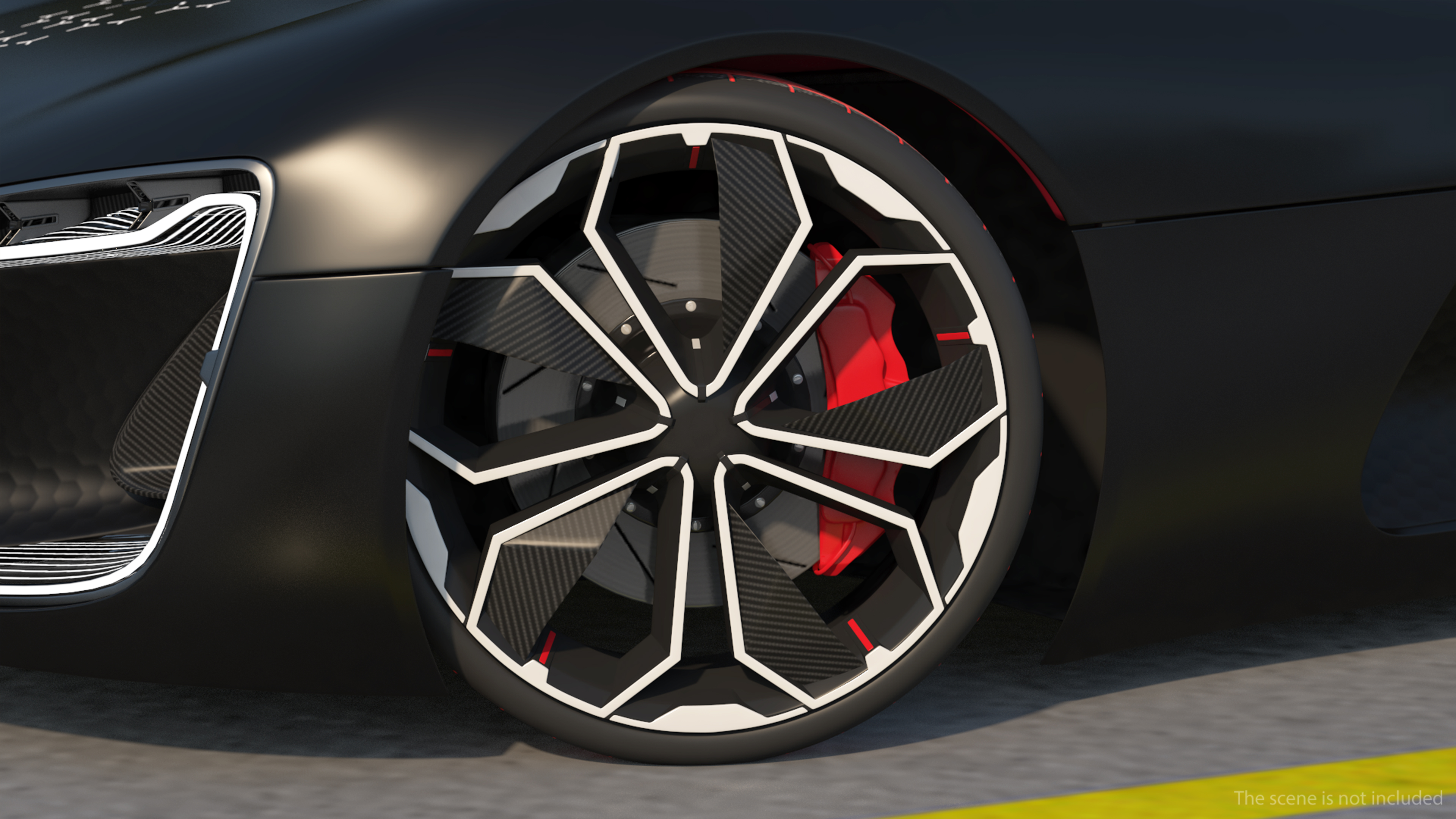Electric Sports Car Black Rigged 3D