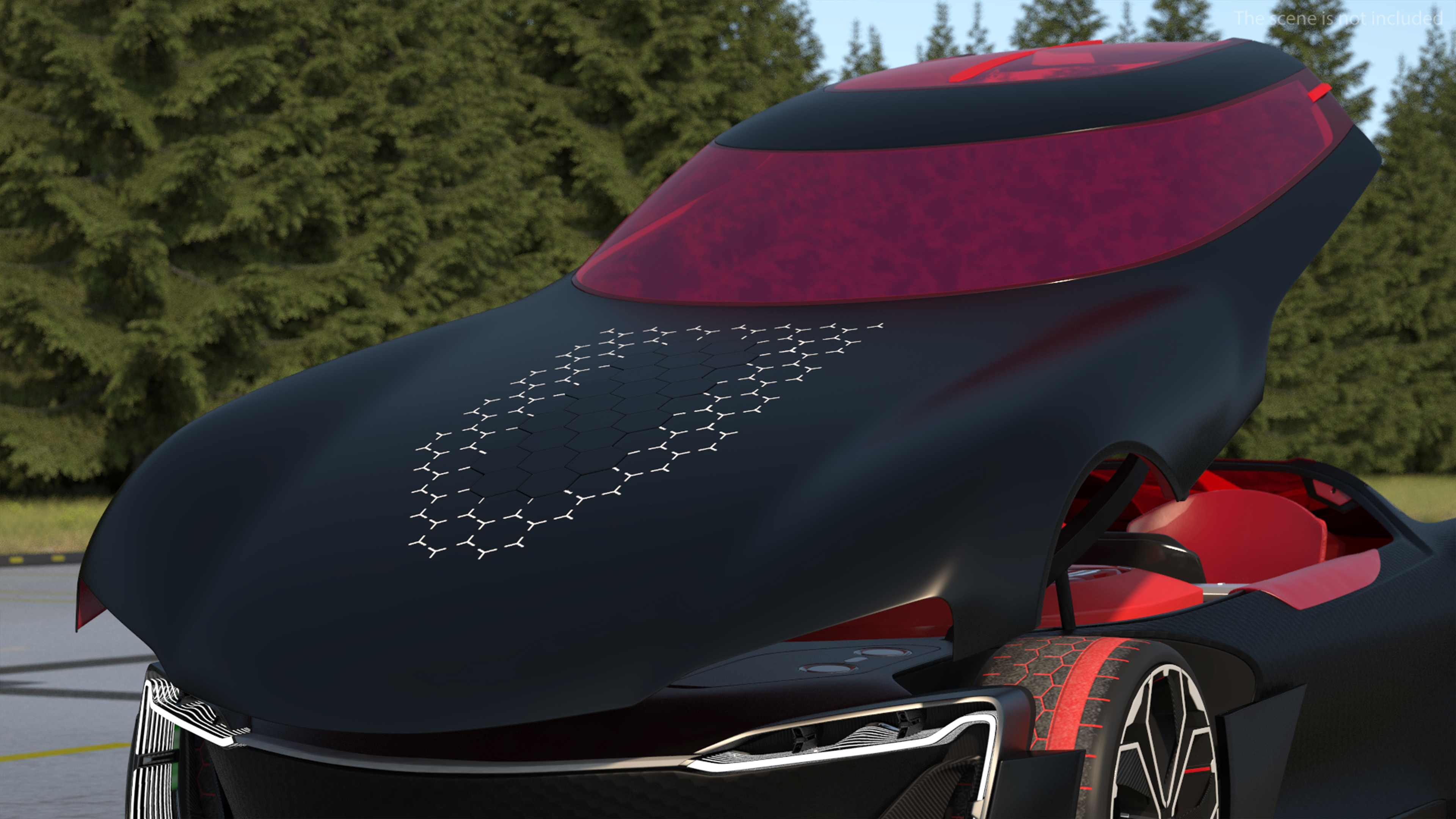 Electric Sports Car Black Rigged 3D