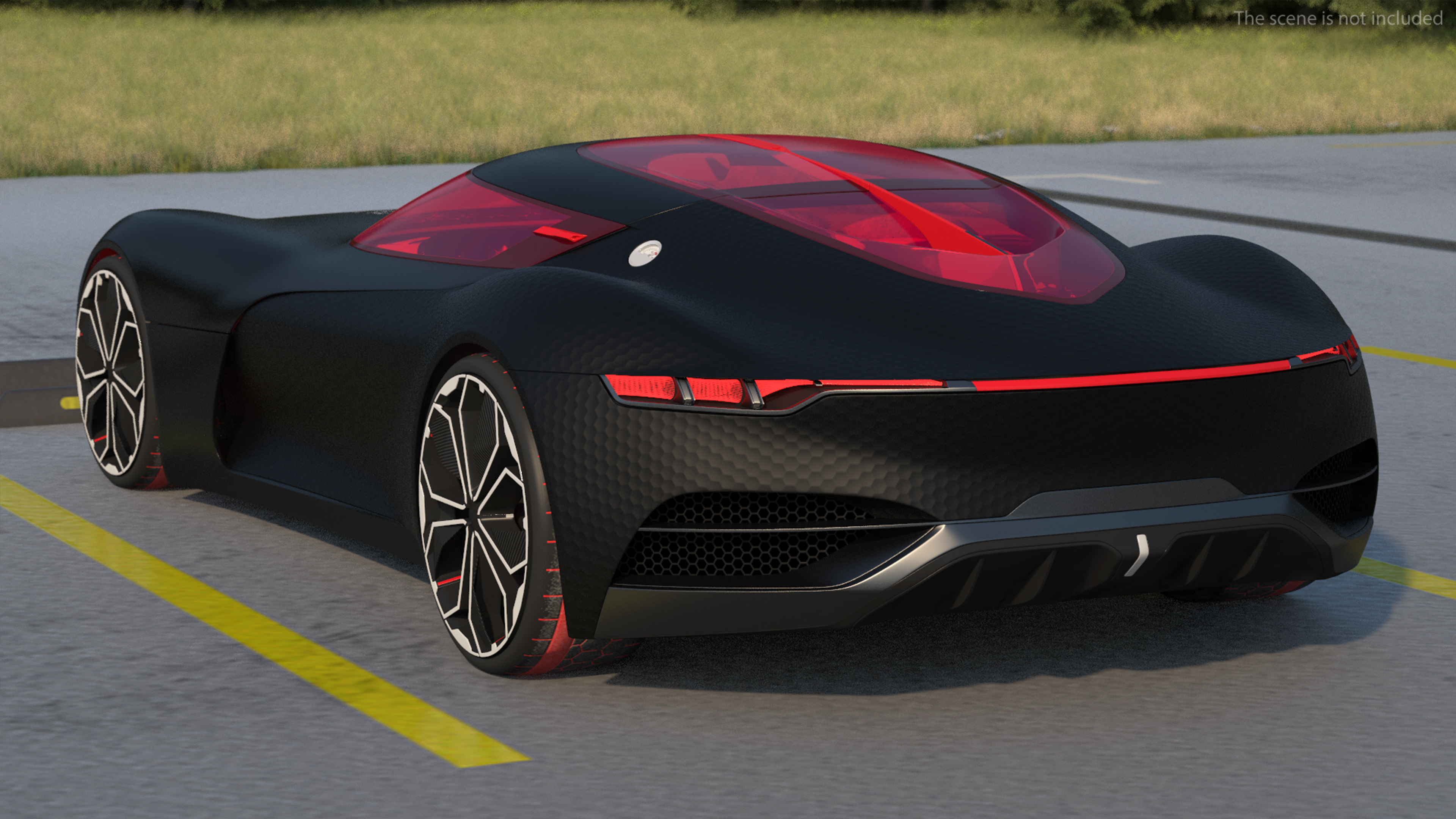 Electric Sports Car Black Rigged 3D