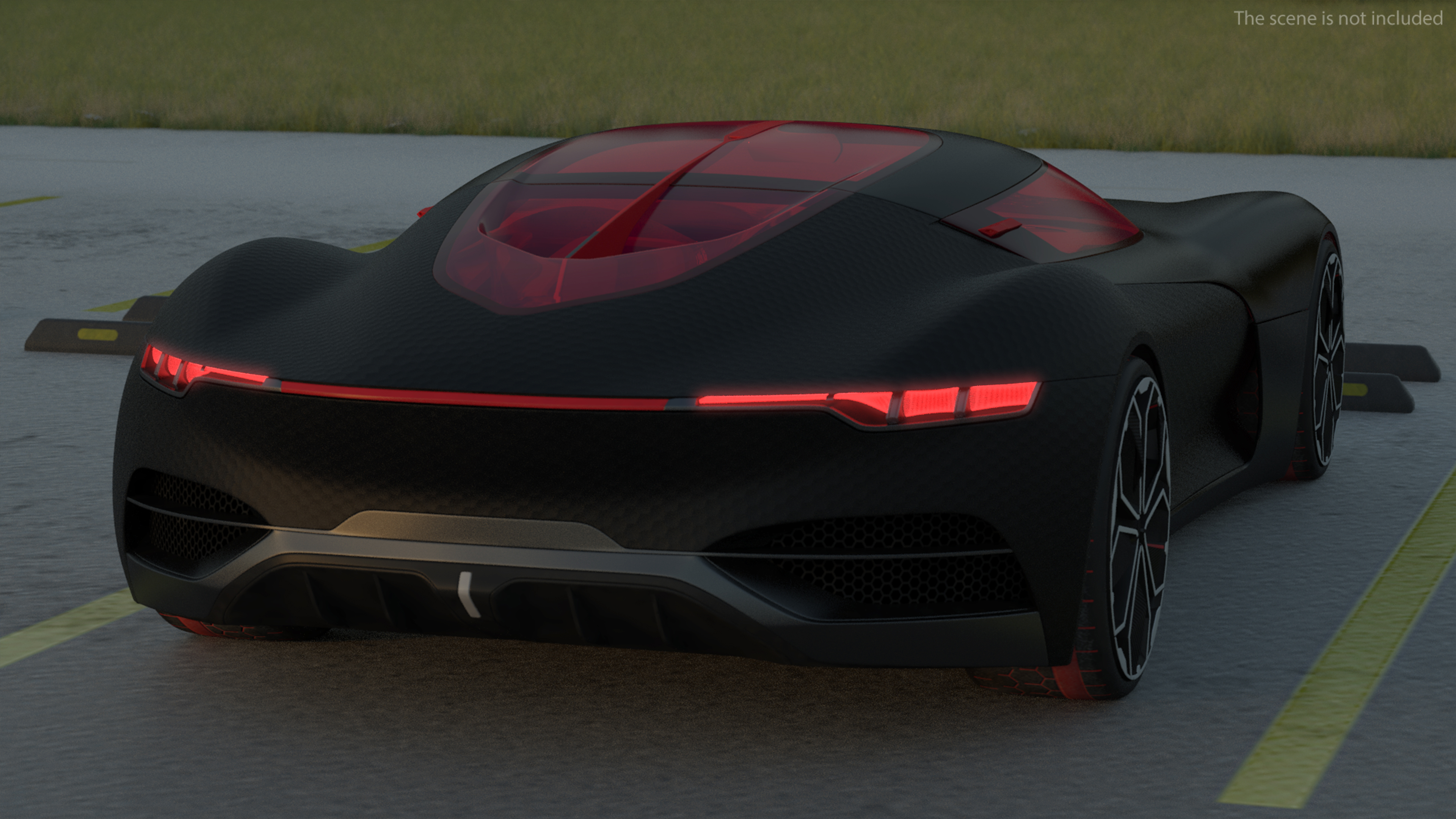 Electric Sports Car Black Rigged 3D