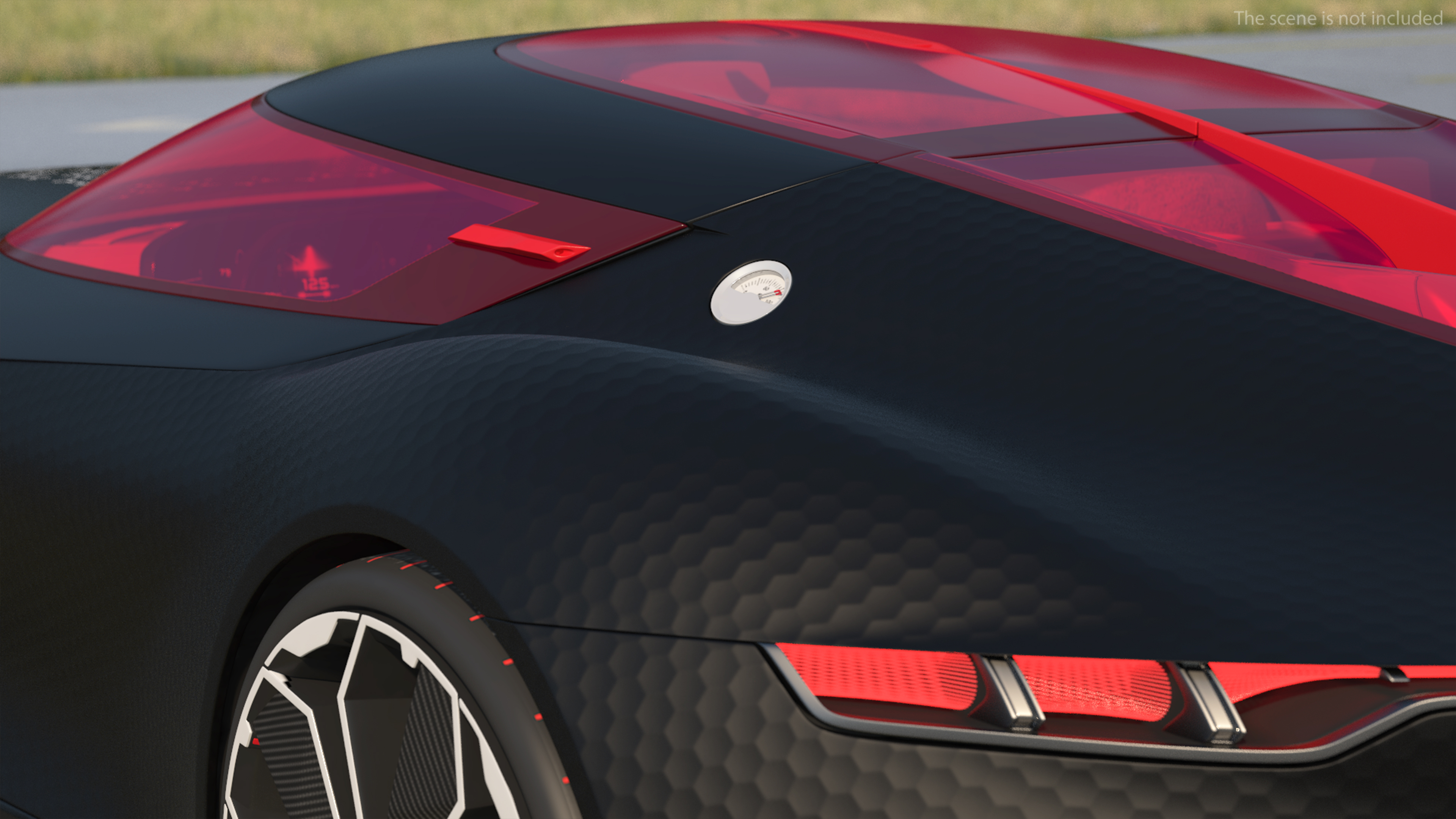 Electric Sports Car Black Rigged 3D