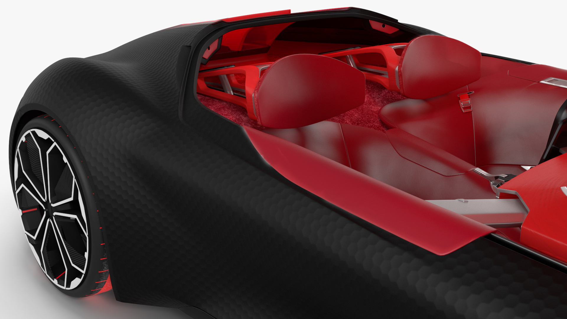 Electric Sports Car Black Rigged 3D
