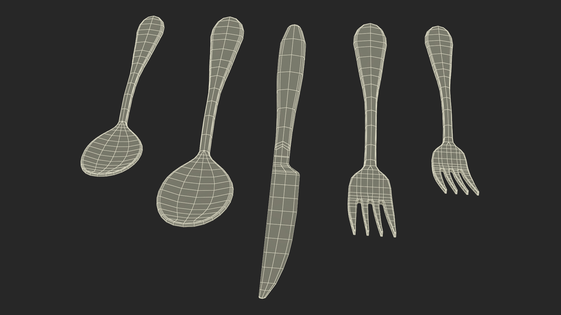 Golden Flatware Set 3D model
