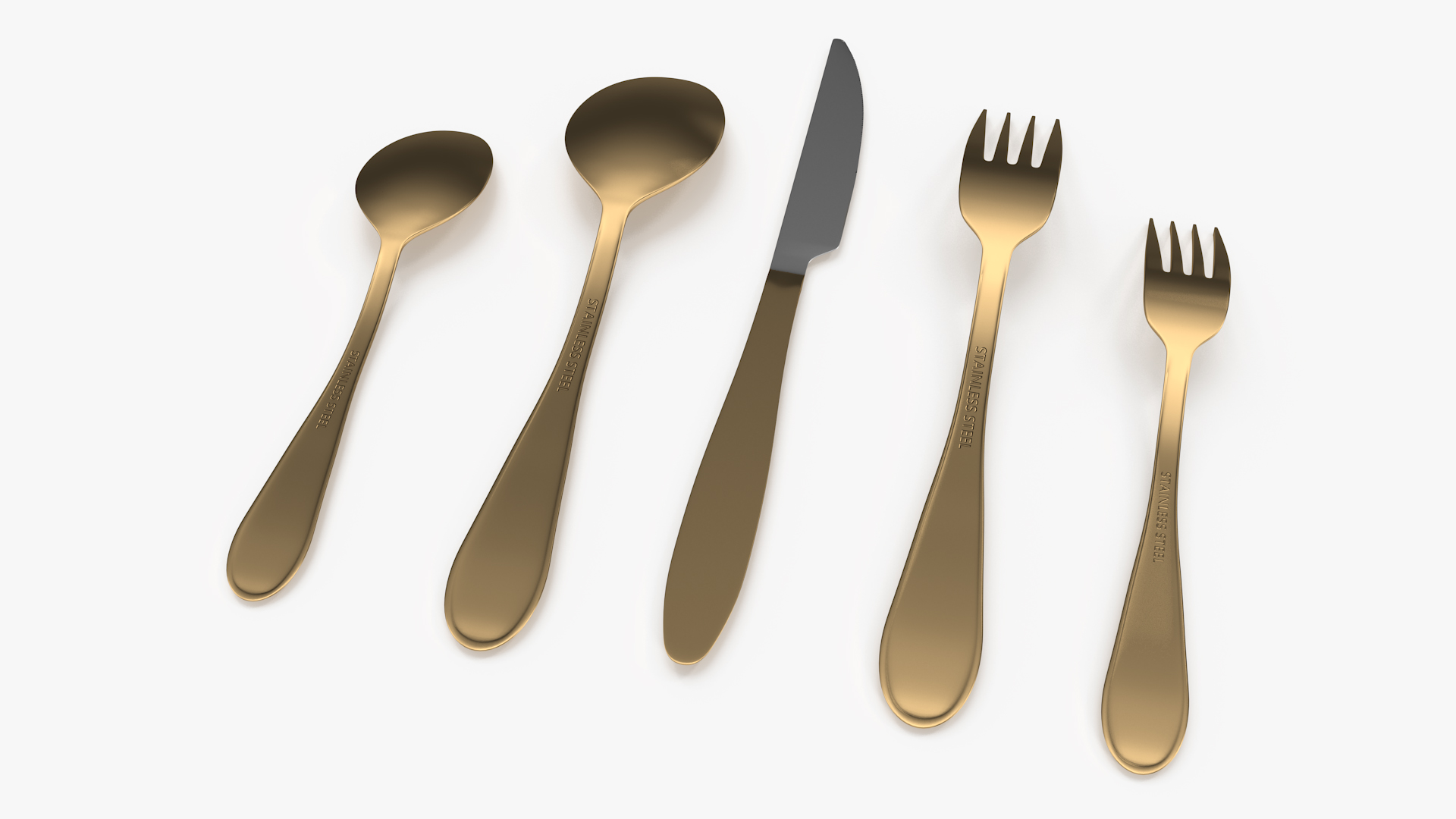 Golden Flatware Set 3D model