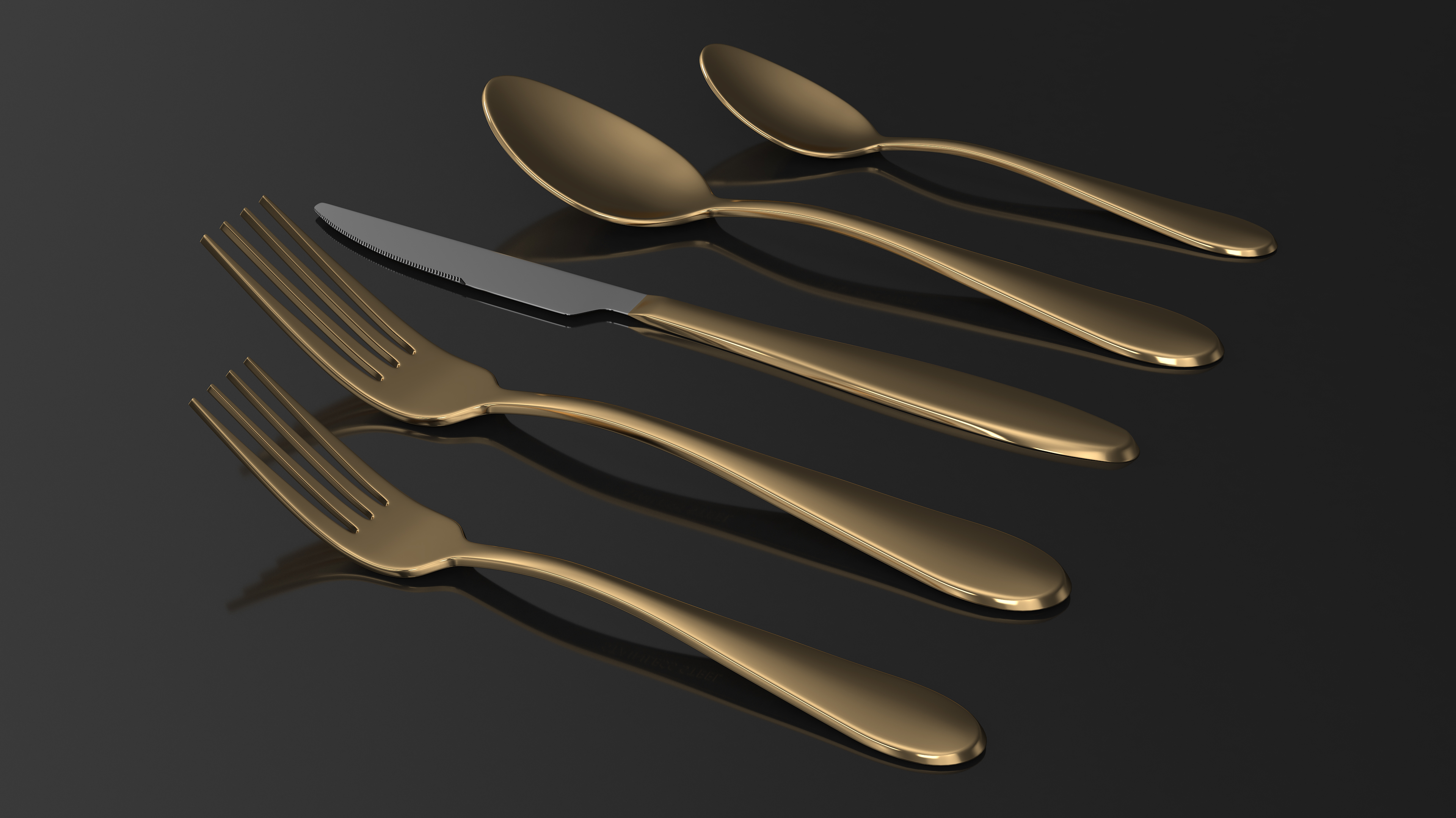 Golden Flatware Set 3D model