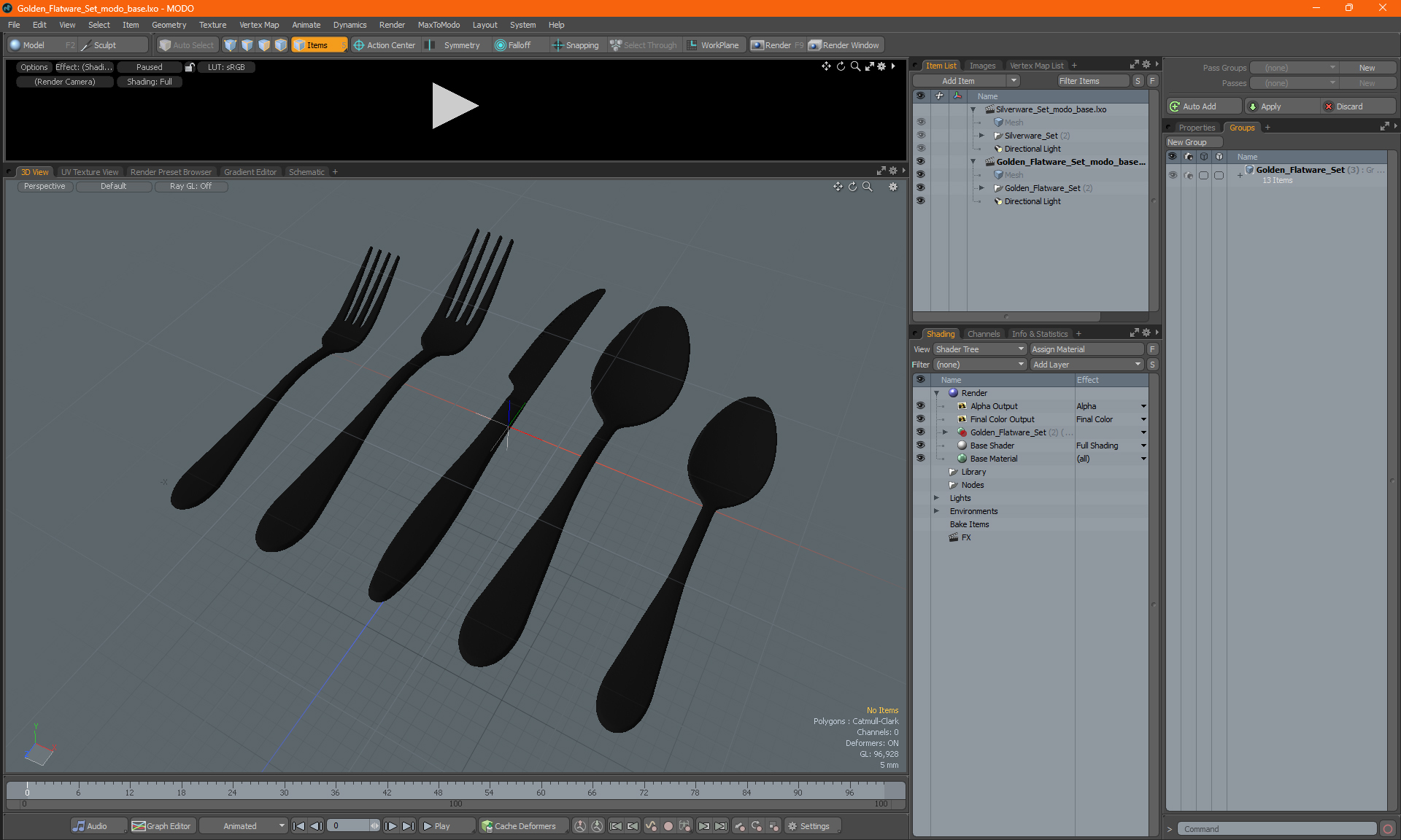 Golden Flatware Set 3D model