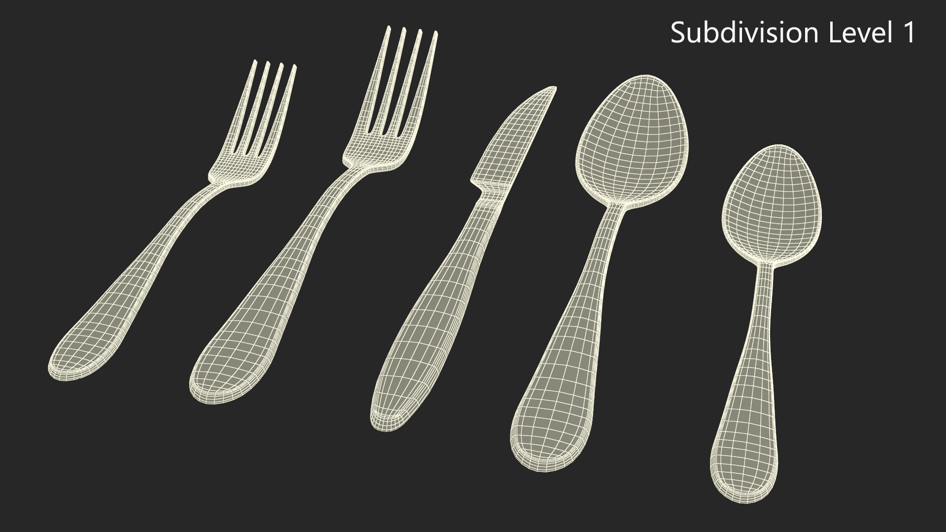 Golden Flatware Set 3D model