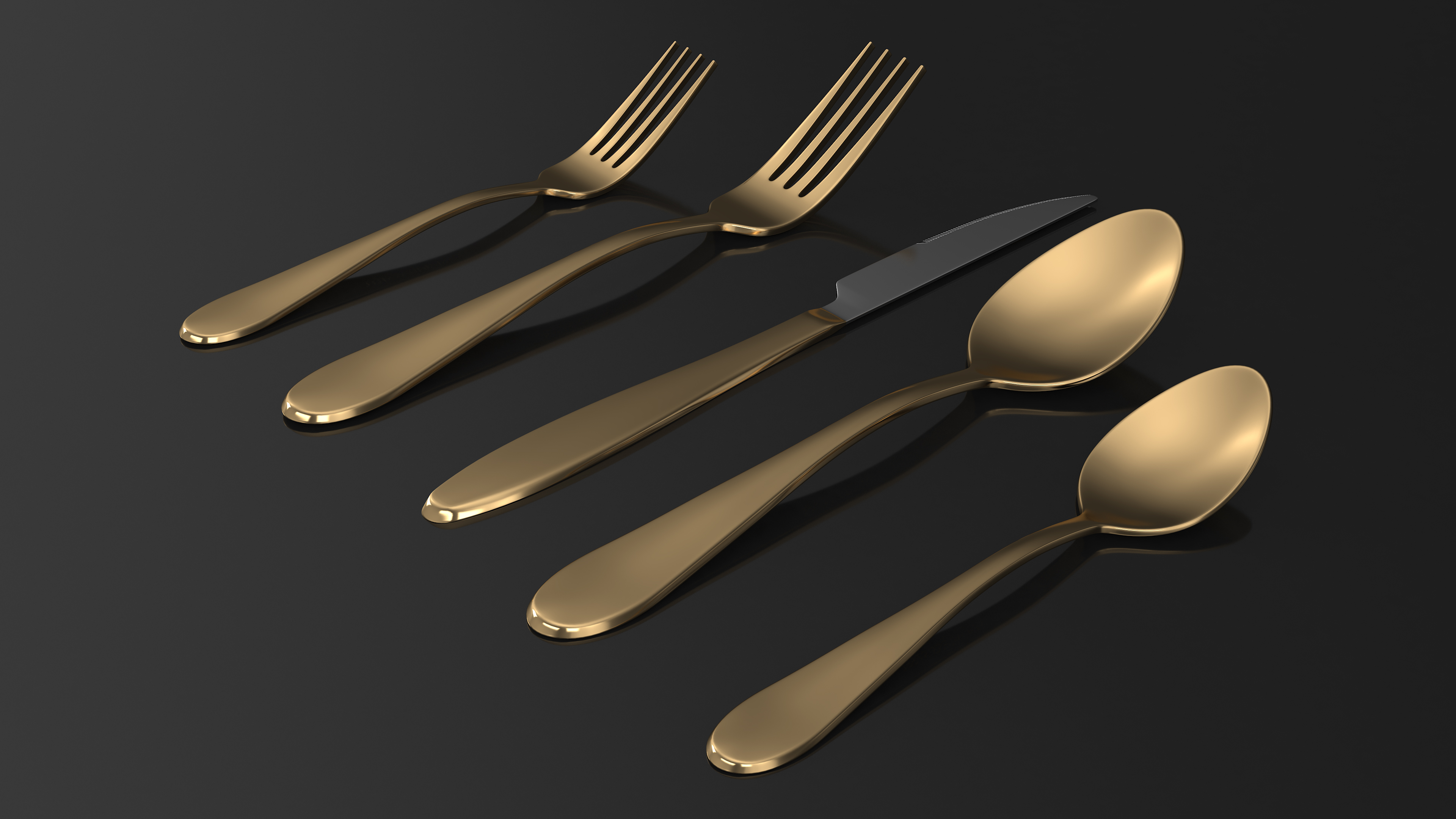 Golden Flatware Set 3D model