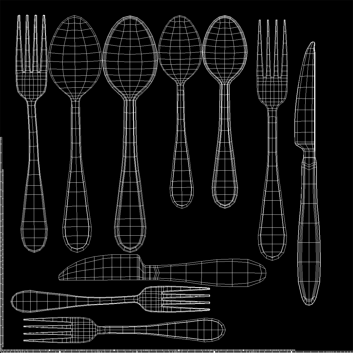 Golden Flatware Set 3D model