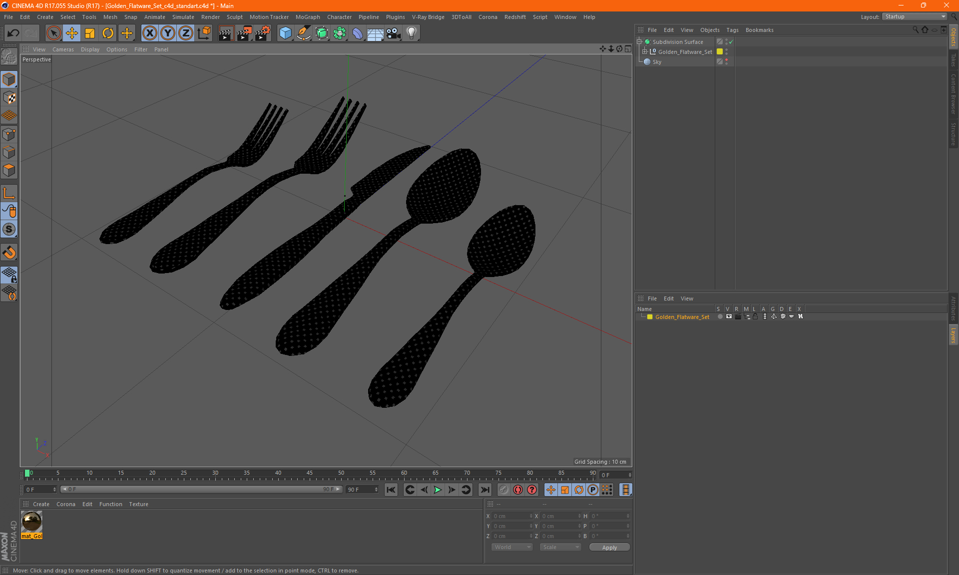 Golden Flatware Set 3D model