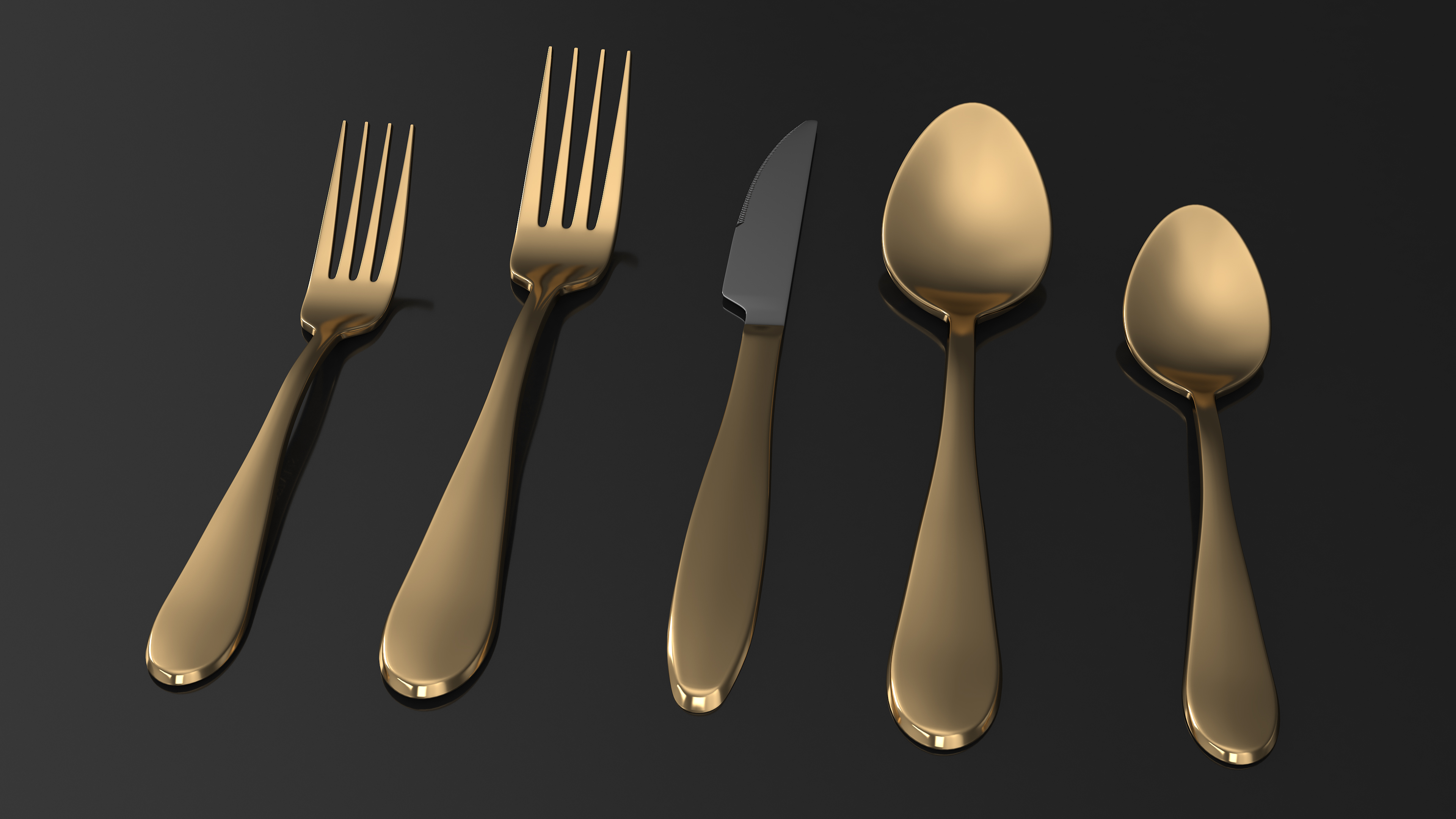 Golden Flatware Set 3D model
