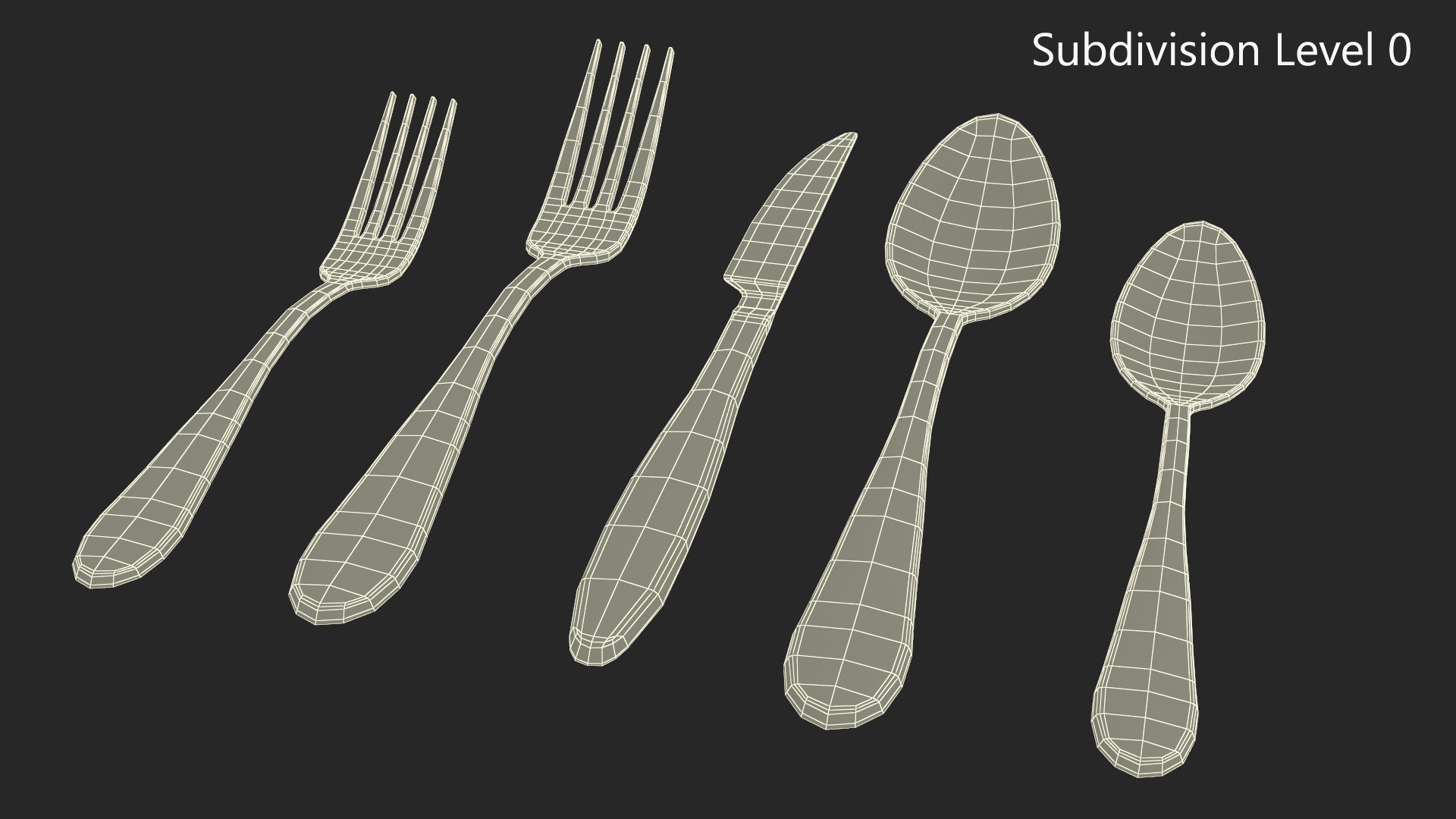 Golden Flatware Set 3D model