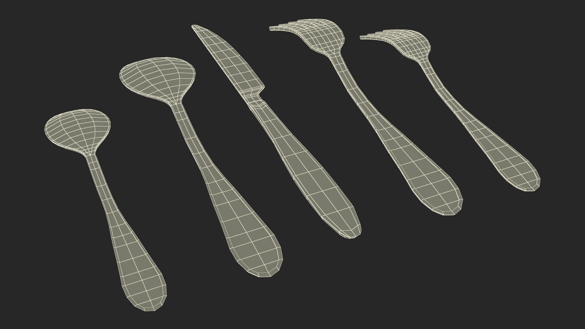 Golden Flatware Set 3D model