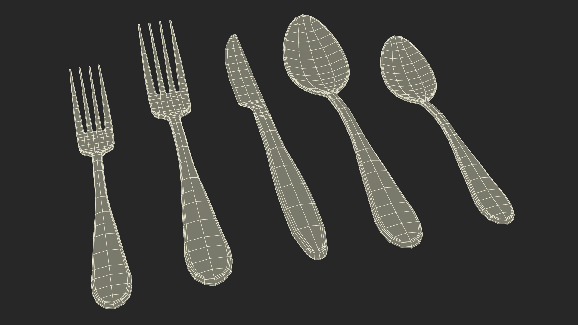 Golden Flatware Set 3D model