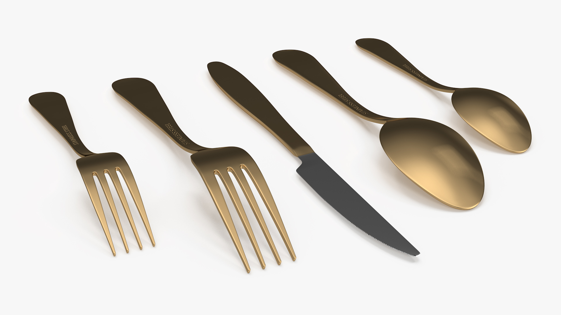 Golden Flatware Set 3D model