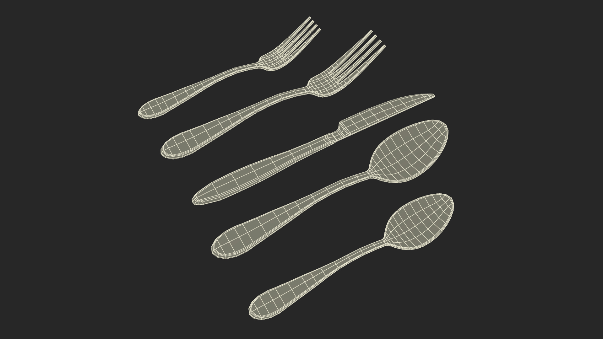 Golden Flatware Set 3D model