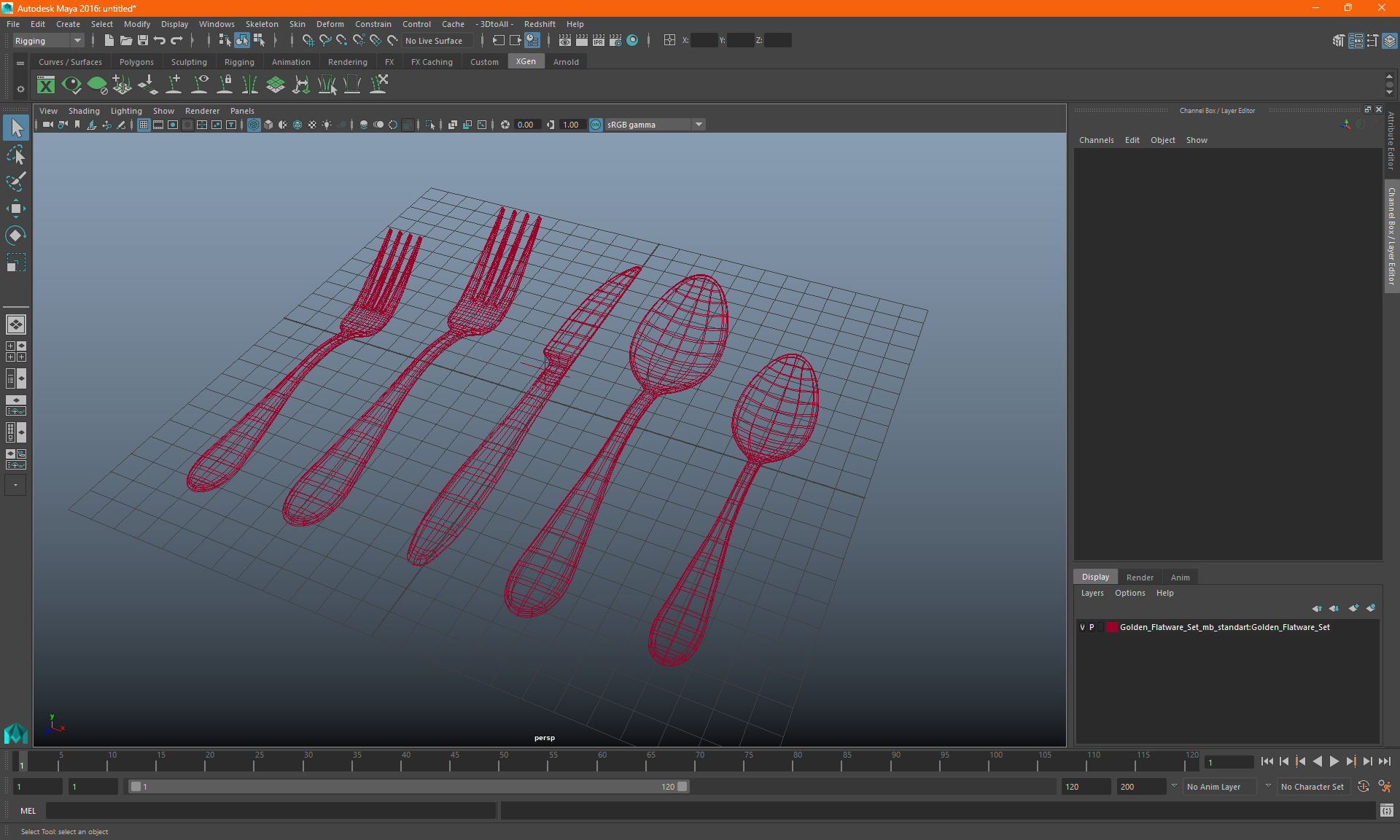 Golden Flatware Set 3D model