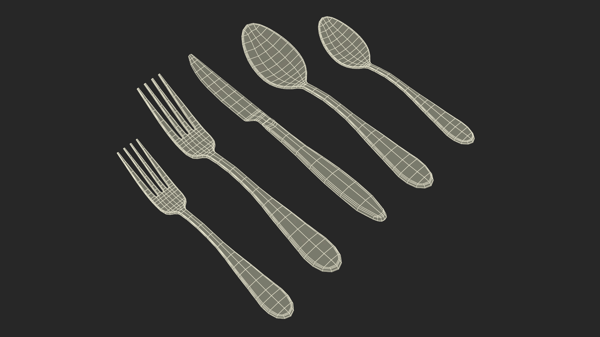 Golden Flatware Set 3D model