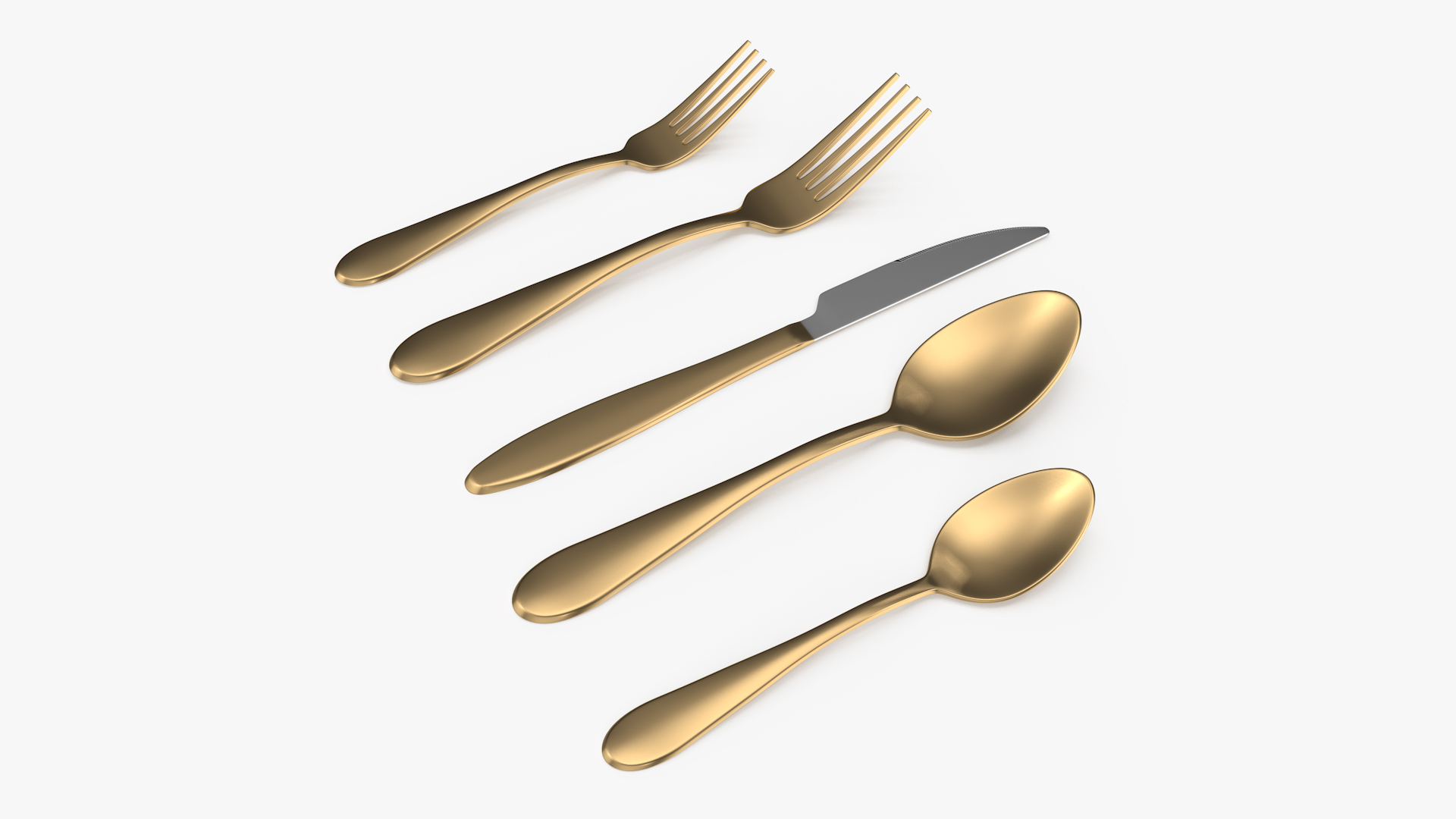 Golden Flatware Set 3D model
