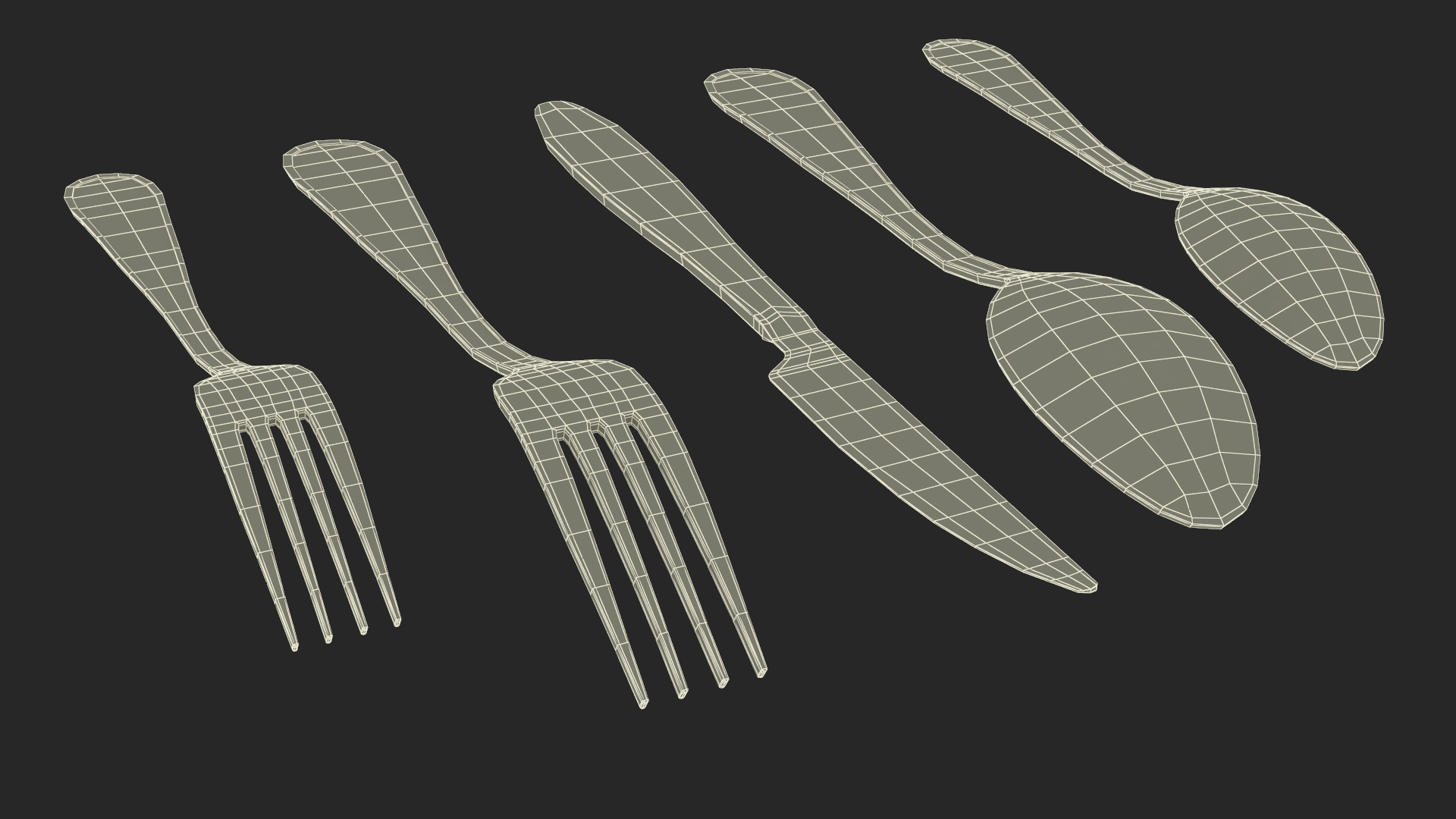 Golden Flatware Set 3D model