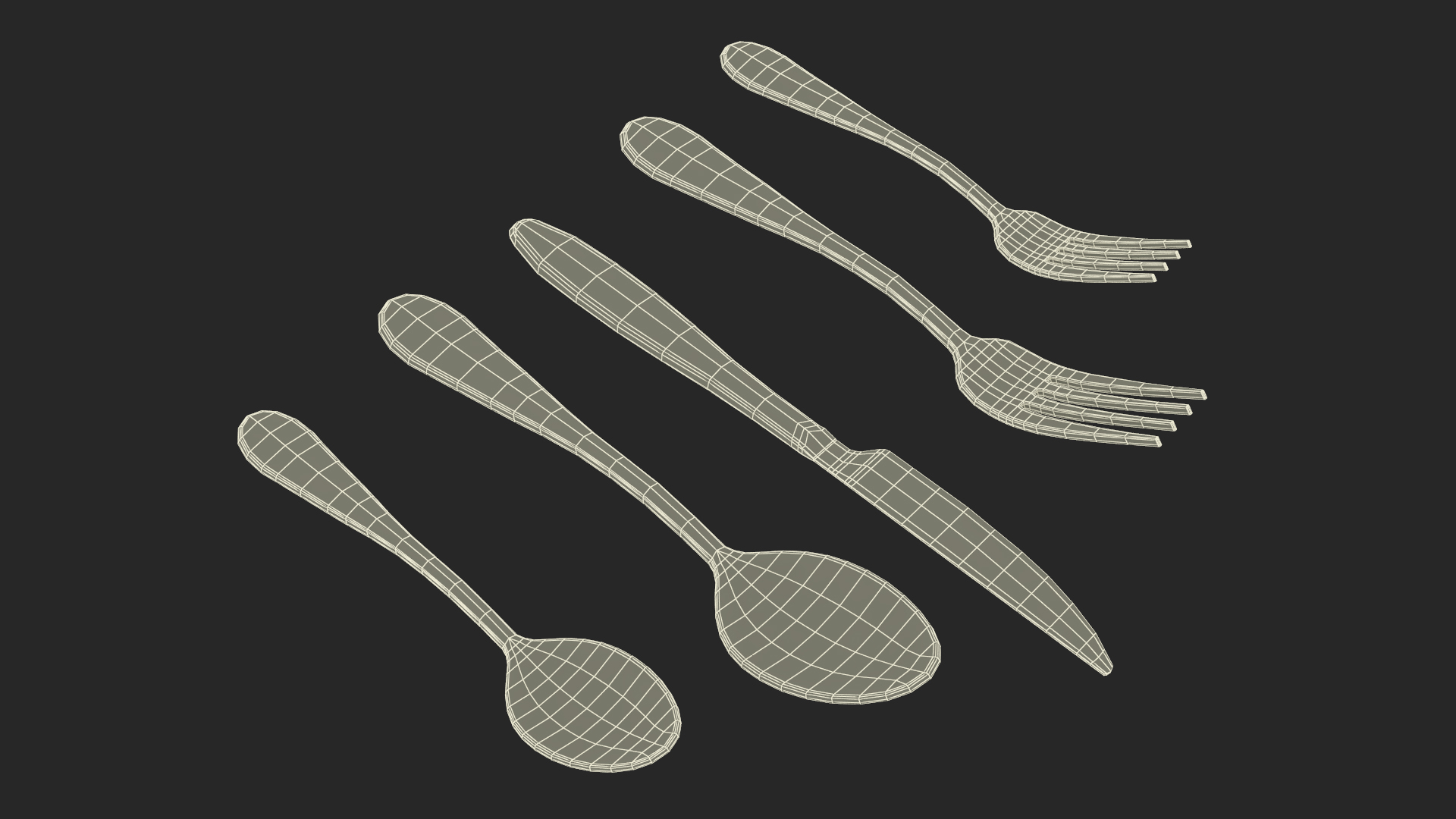 Golden Flatware Set 3D model