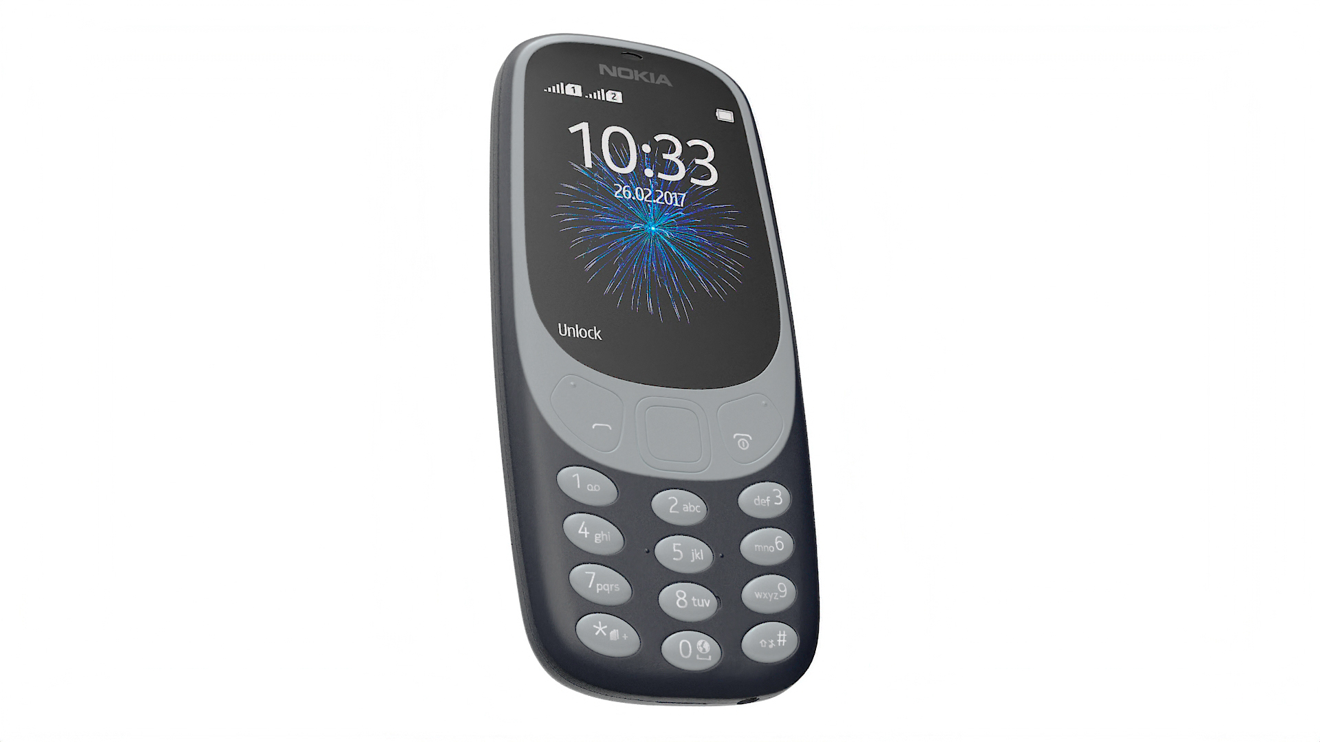 Blue Nokia 3310 New Lights On 3D model