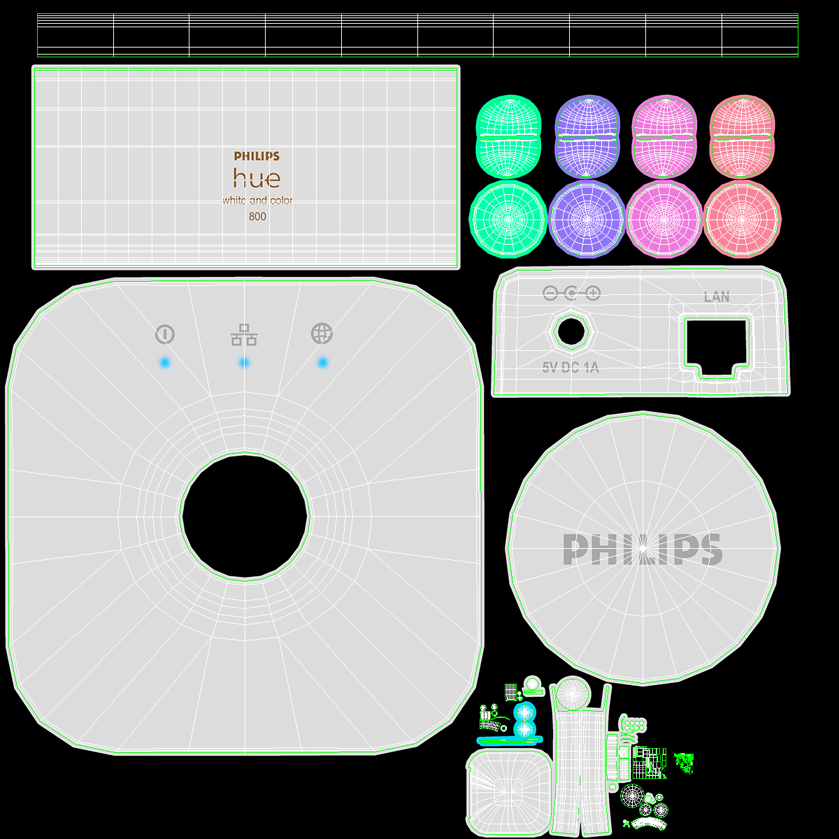 3D Philips Hue White and Color Ambience Lights On