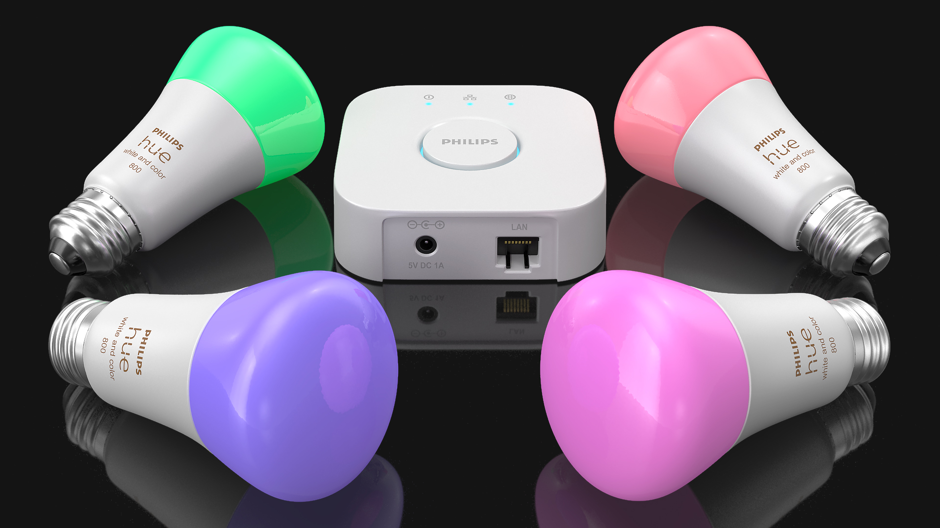 3D Philips Hue White and Color Ambience Lights On