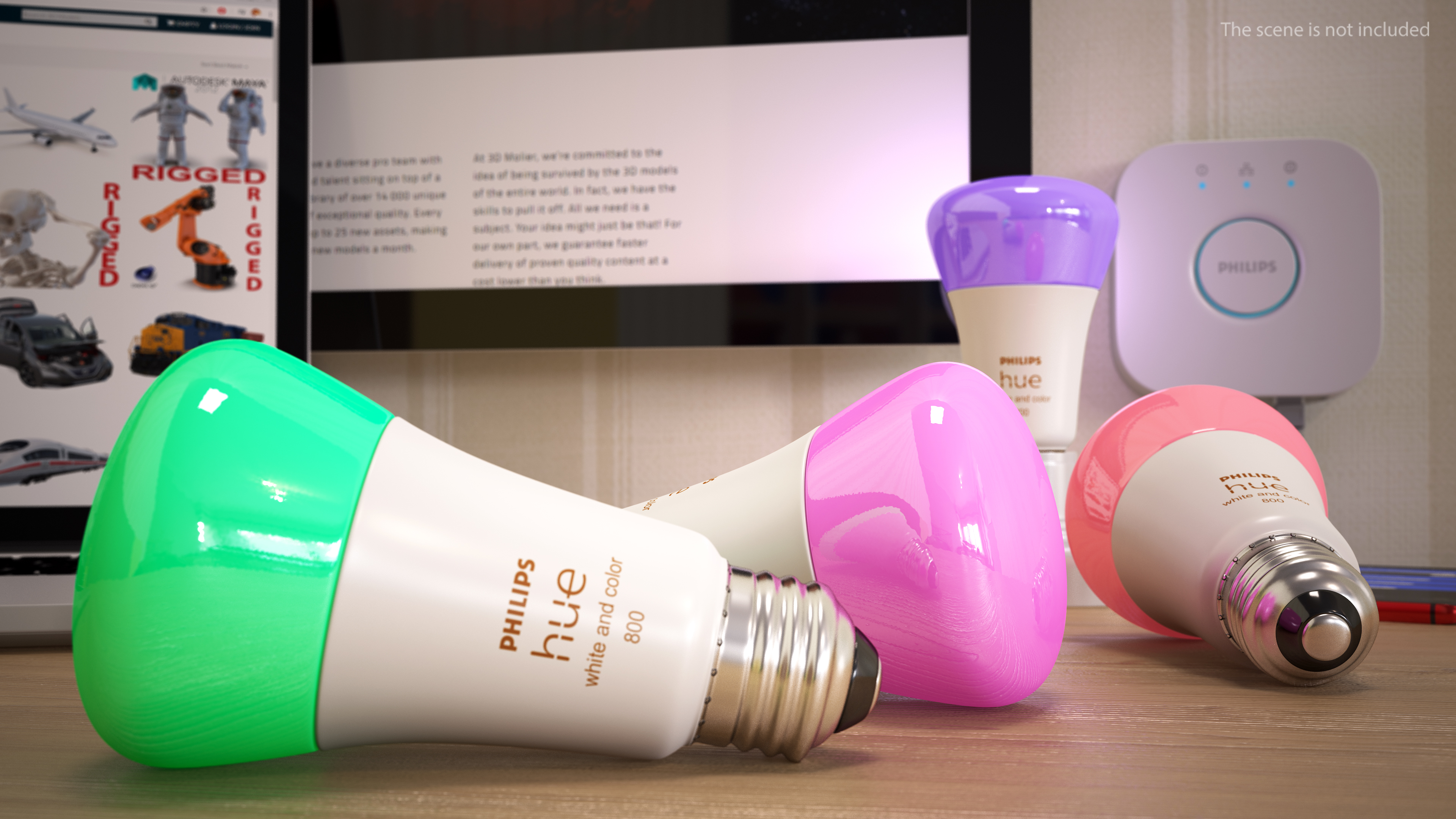 3D Philips Hue White and Color Ambience Lights On