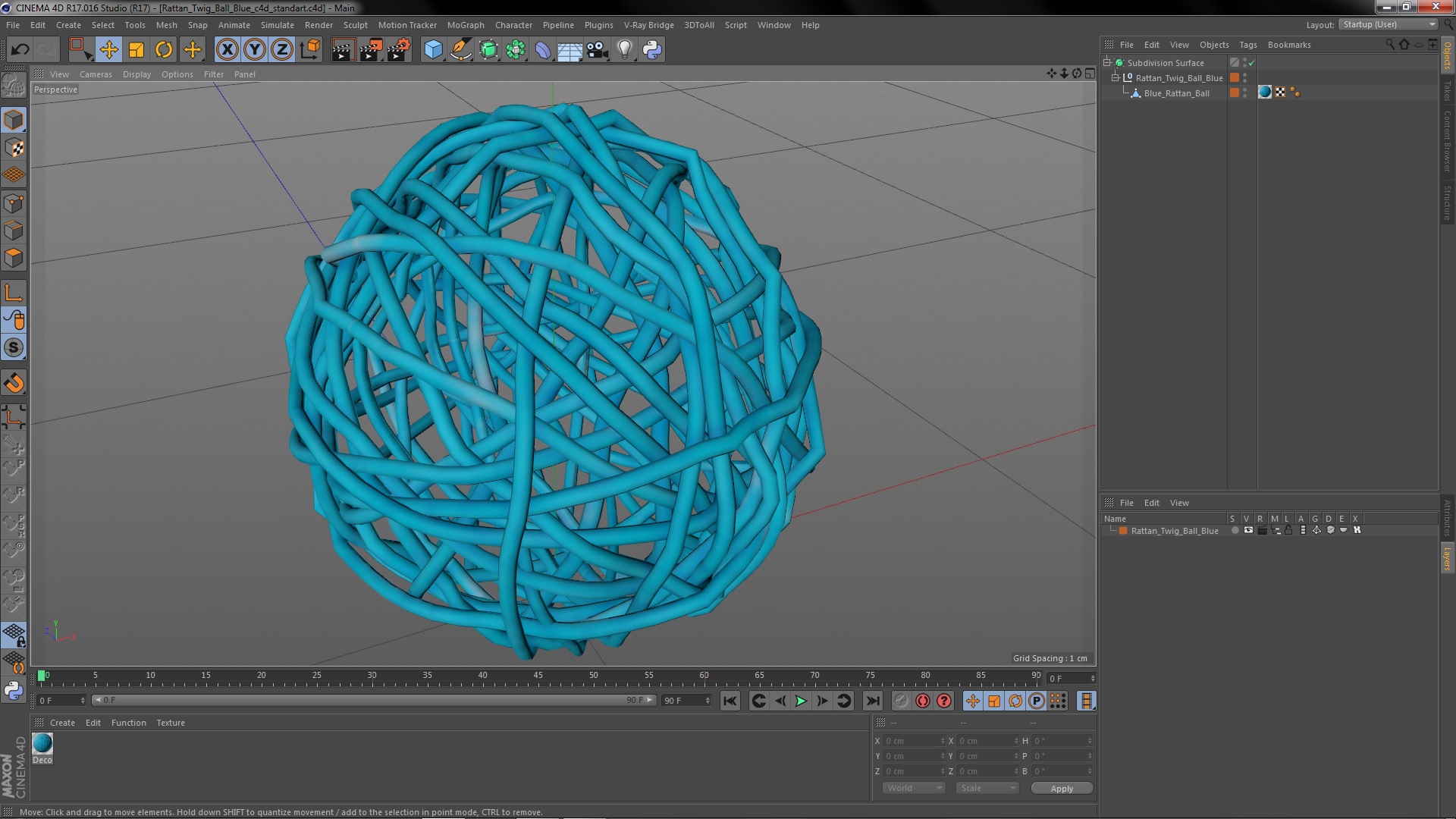 3D Rattan Twig Ball Blue