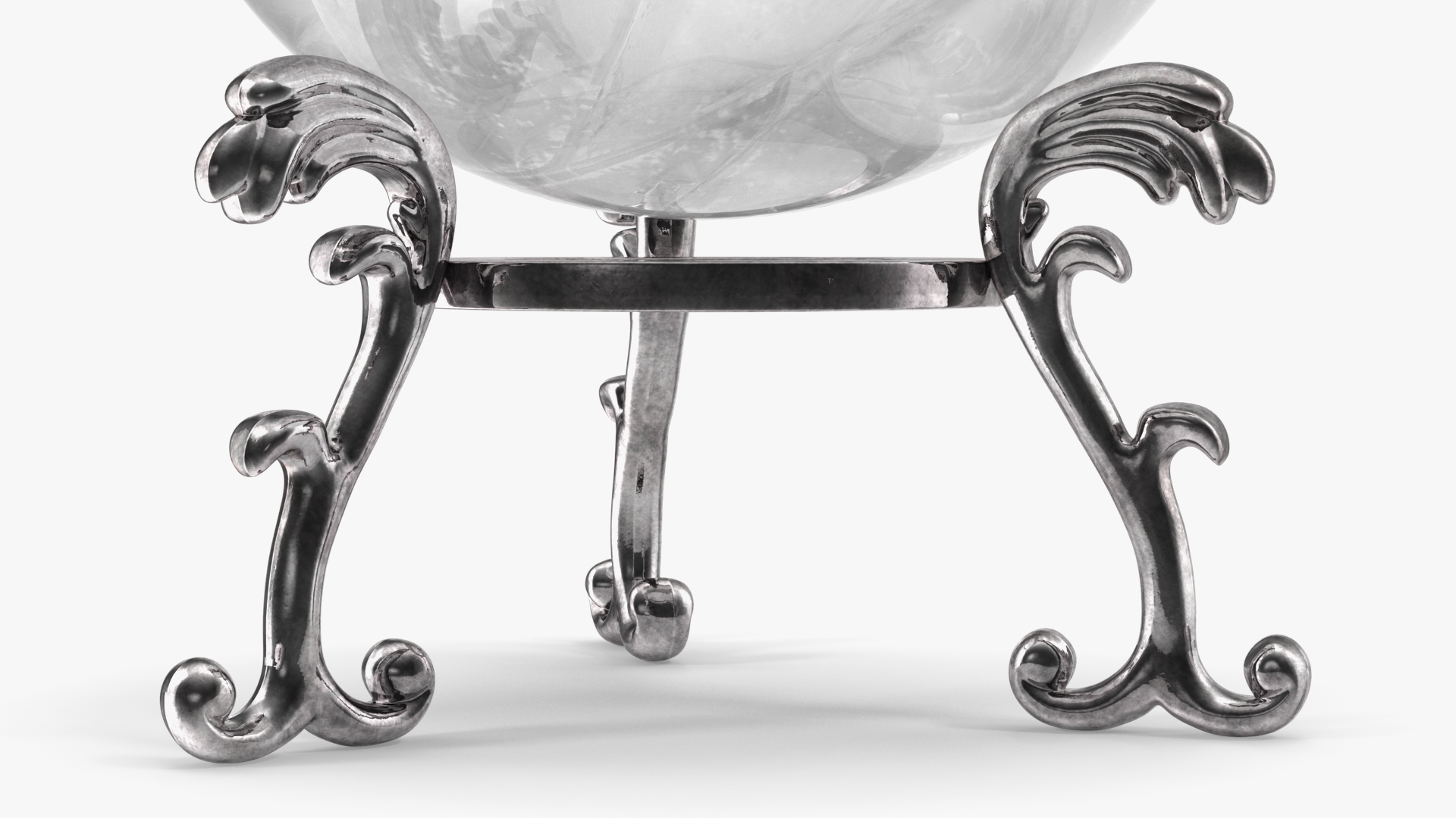 Quartz Crystal Sphere on Silver Stand 3D