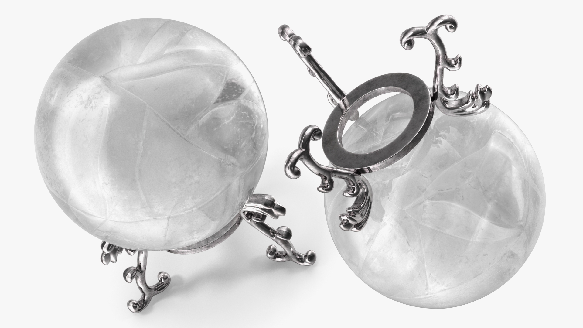 Quartz Crystal Sphere on Silver Stand 3D