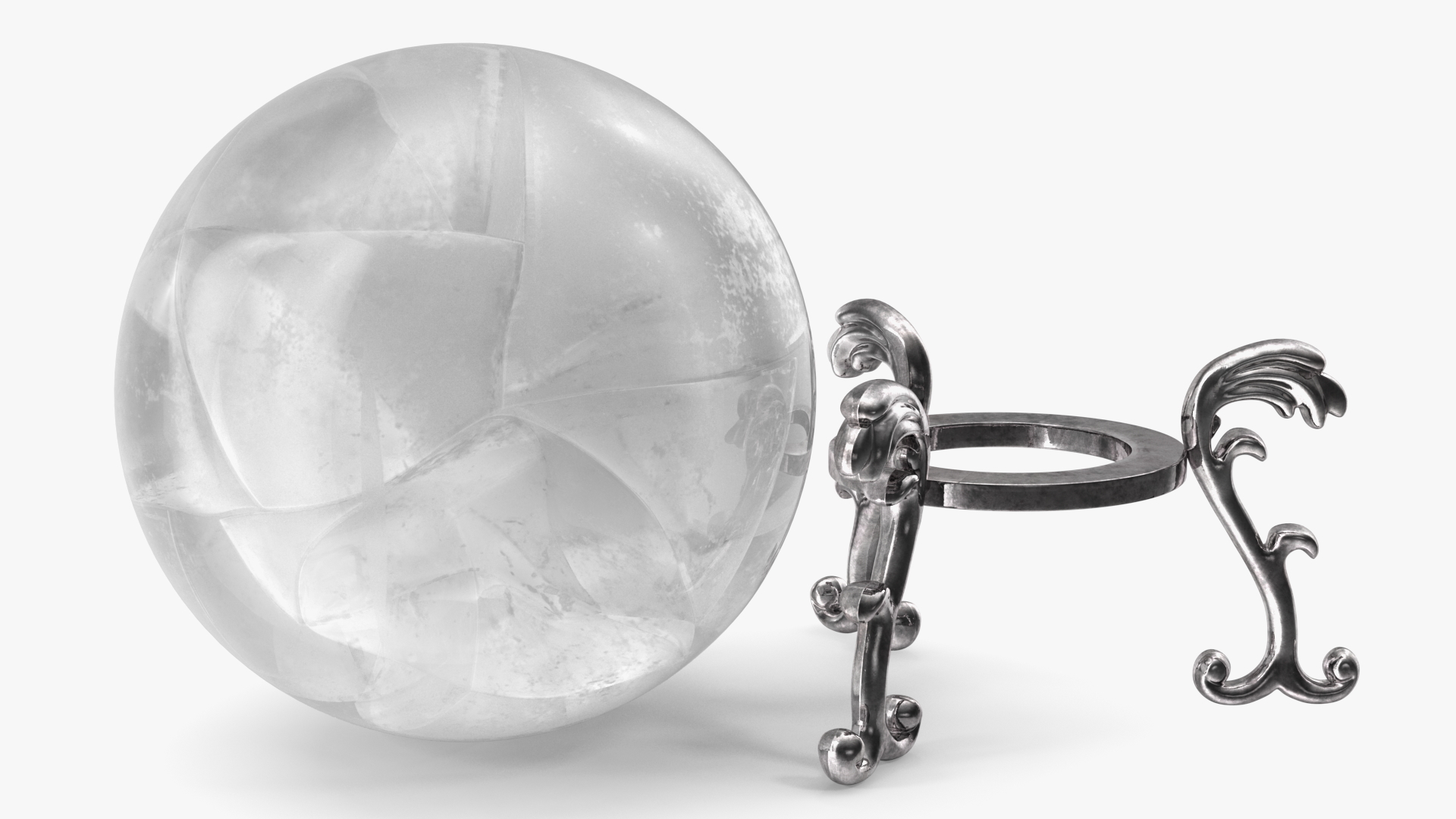 Quartz Crystal Sphere on Silver Stand 3D