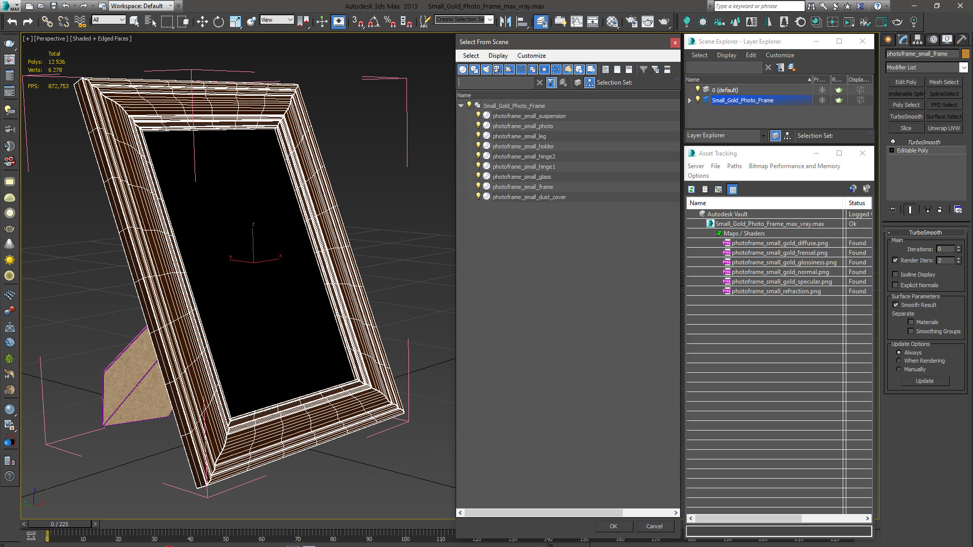 Small Gold Photo Frame 3D